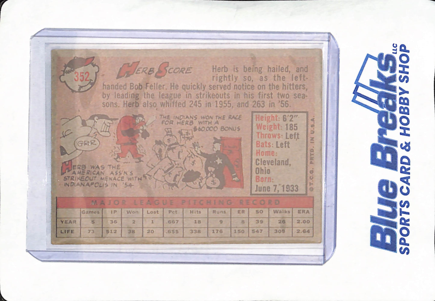 1958 Topps - Herb Score - Cleveland Indians - Baseball - #352