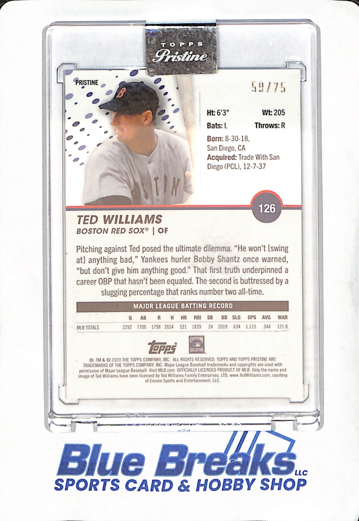 2023 Topps Pristine - Ted Williams - Boston Red Sox - Baseball - 59/75 - #126