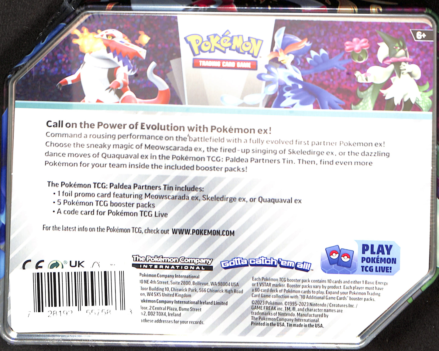 Pokemon Paldea Partners Tin - Meowscarada ex - Sealed Wax