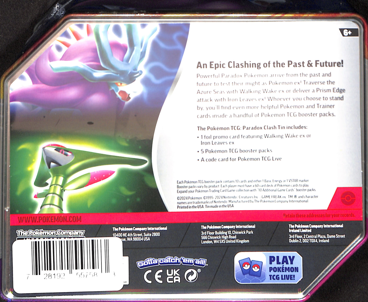 Pokemon Paradox Clash Tin - Iron Leaves - Sealed Wax