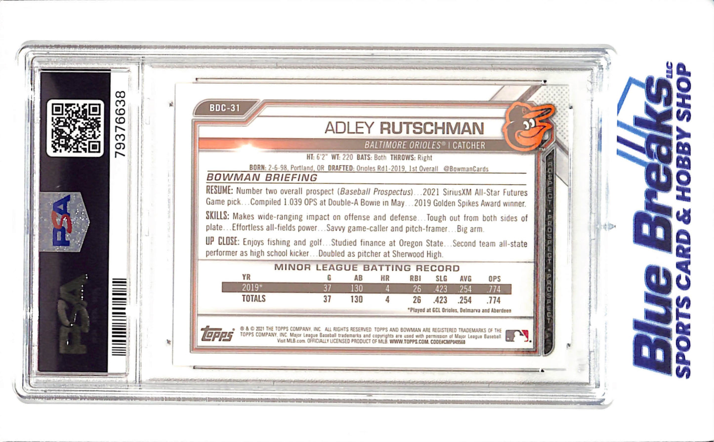 2021 Bowman Chrome Draft - Adley Rutschman - Gold Refractor - 48/50 - PSA 10 - Baltimore Orioles - Baseball - #BDC31