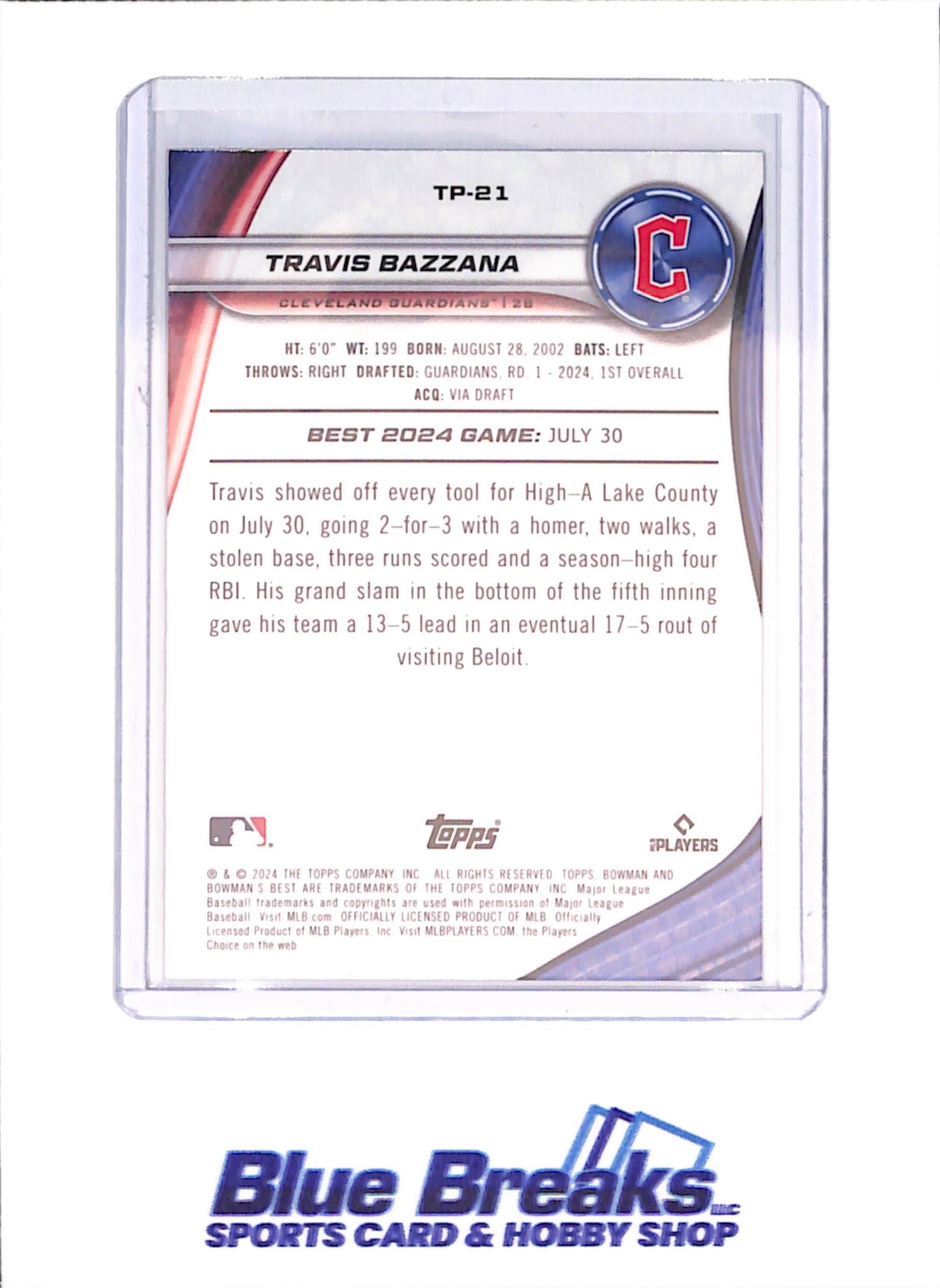 2024 Bowman's Best - Travis Bazzana - Purple - 89/250 - Cleveland Guardians - Baseball - #TP-21