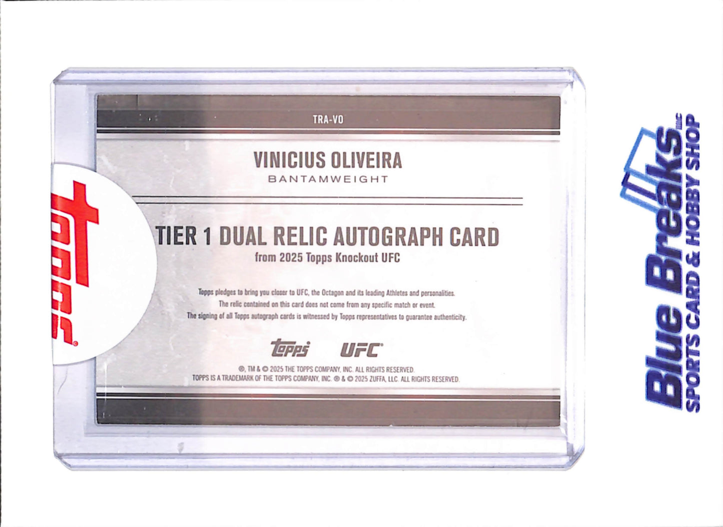 2025 Topp Tier One - Vinicius Oliveira - Dual Relic Autograph - 187/199 - UFC - #TRA-YO