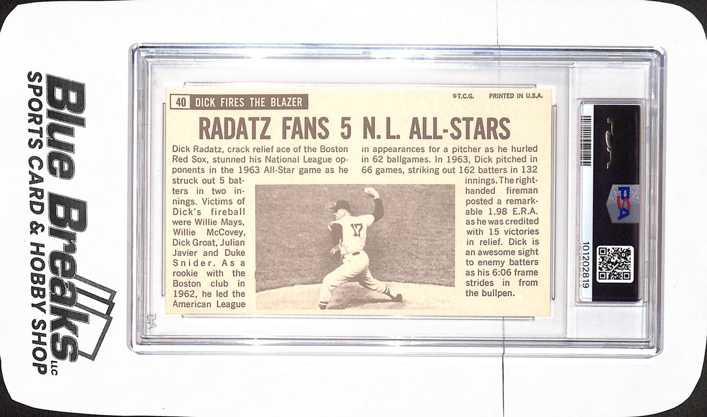 1964 Topps Giants - Dick Radatz - Boston Red Sox - Baseball - PSA 6 - #40