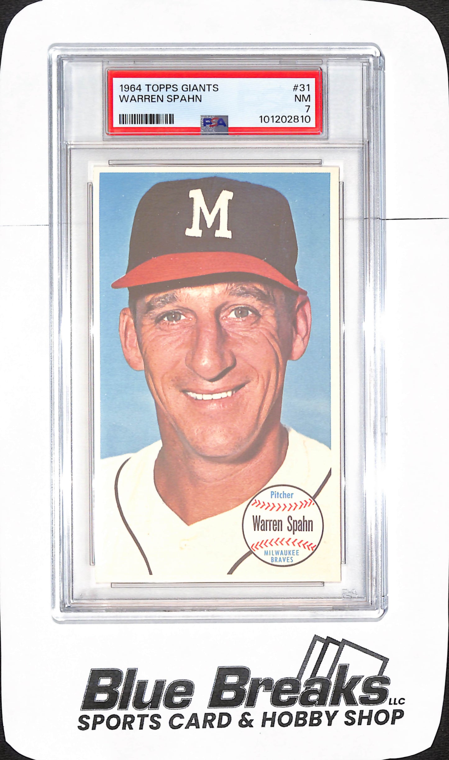 1964 Topps Giants - Warren Spahn - Milwaukee Braves - Baseball - PSA 7 - #31