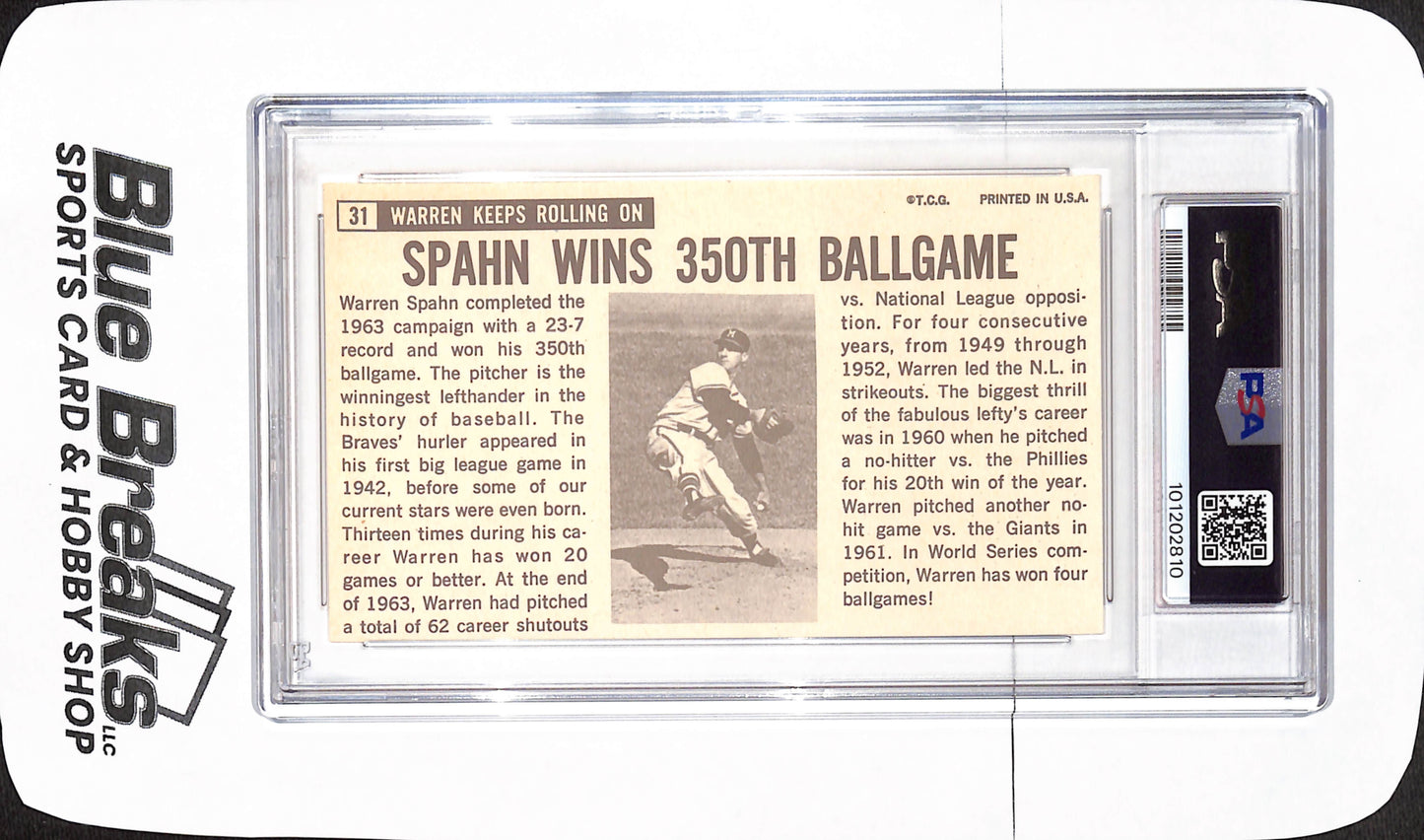 1964 Topps Giants - Warren Spahn - Milwaukee Braves - Baseball - PSA 7 - #31