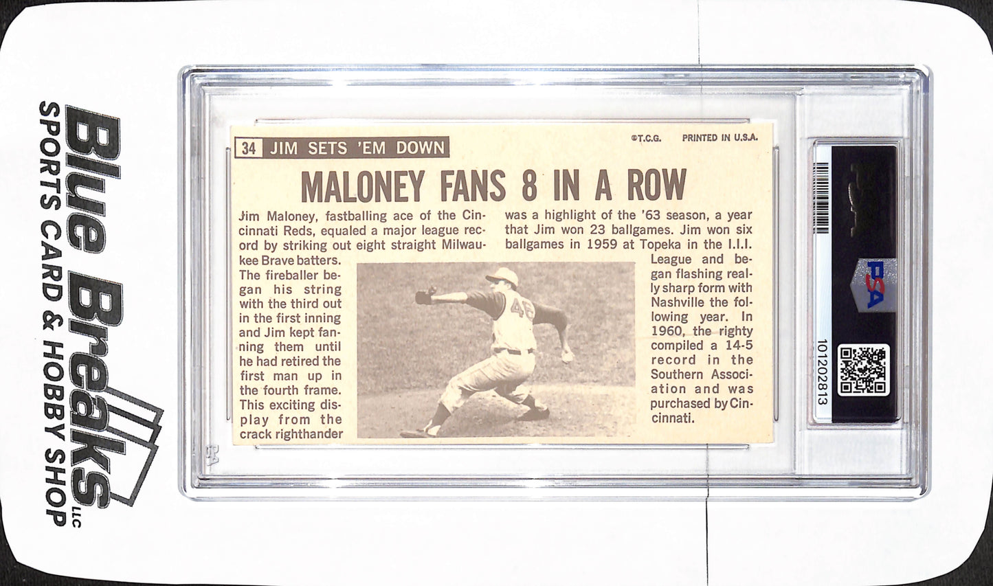 1964 Topps Giants - Jim Maloney - Cincinnati Reds - Baseball - PSA 7 - #34