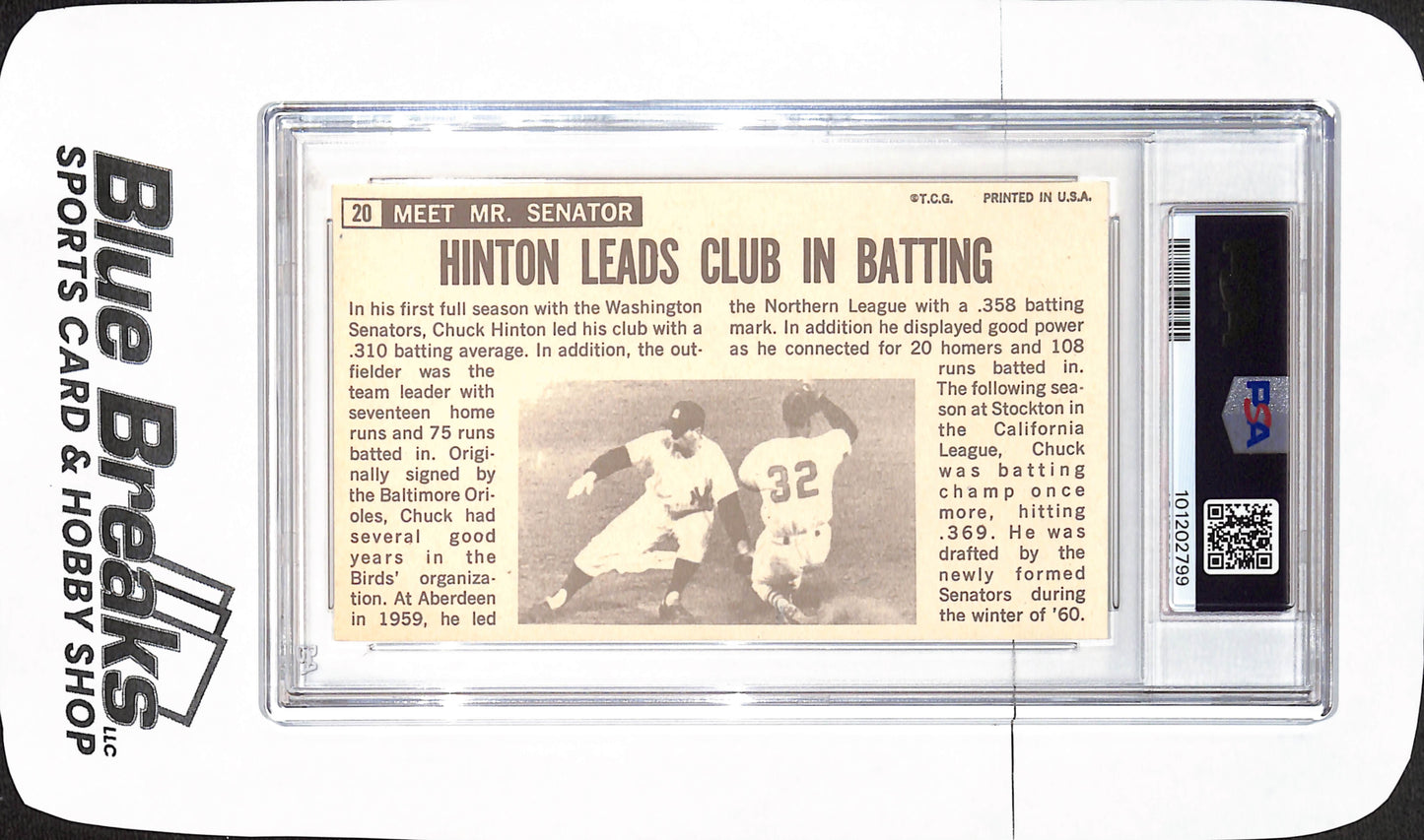 1964 Topps Giants - Chuck Hinton - Washington Senators - Baseball - PSA 6 - #20