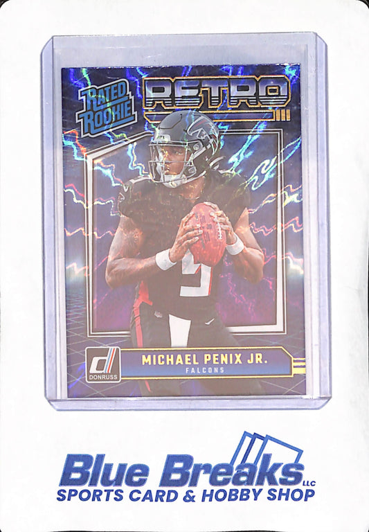 2024 Panini Donruss - Michael Penix Jr. - Rated Rookie Retro Blue - Atlanta Falcons - Football - #7
