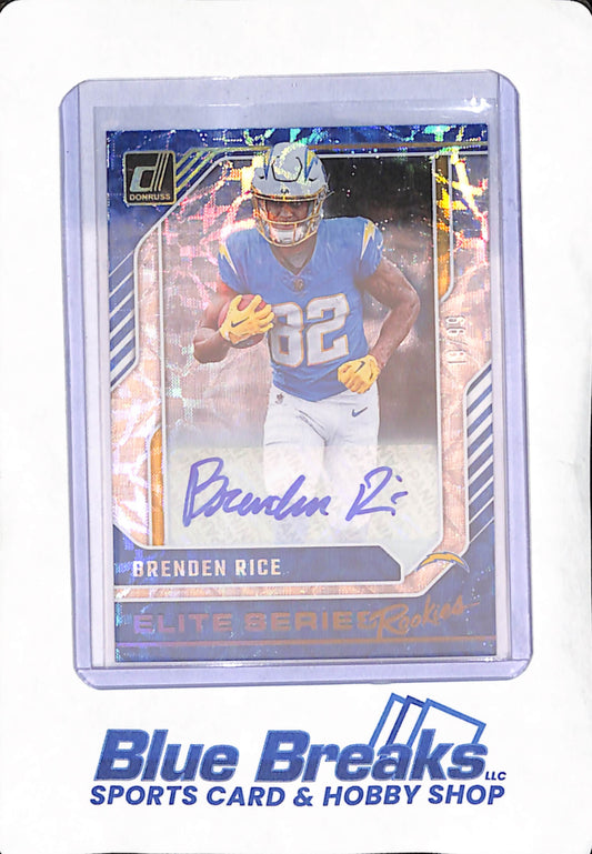 2024 Panini Donruss - Brenden Rice - Autograph - Elite Series Blue Scope - Los Angeles Chargers - Football - 19/99 - #14