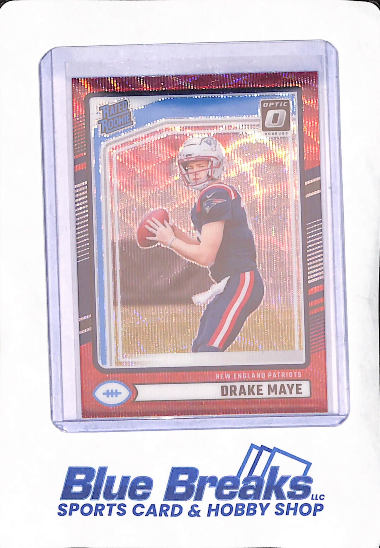 2024 Panini Donruss Optic - Drake Maye - Red Wave Prizm - New England Patriots - Rated Rookie - Football - #379