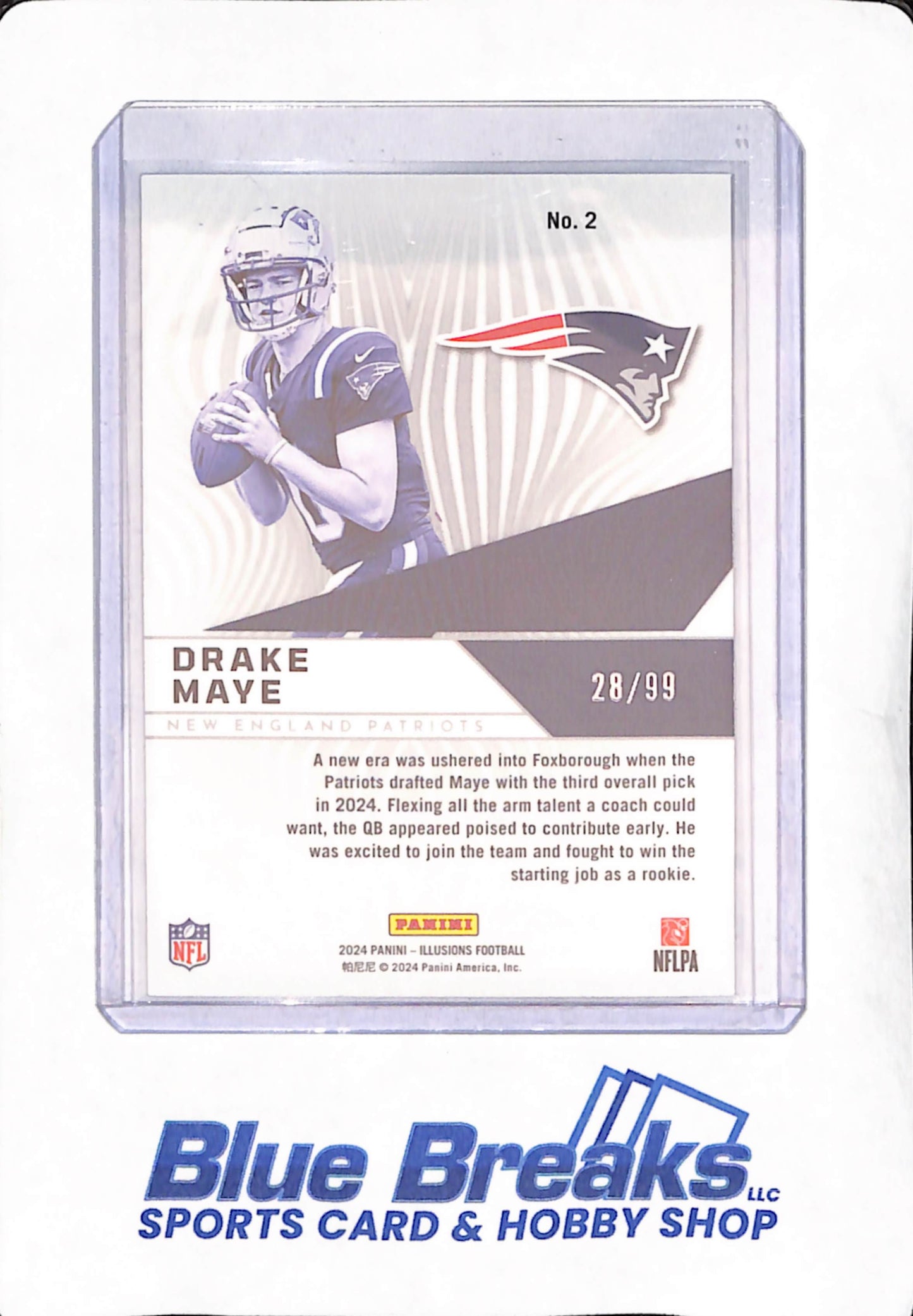 2024 Panini Illusions - Drake Maye - Amazing Red - RC - New England Patriots - Football - 28/99 - #2