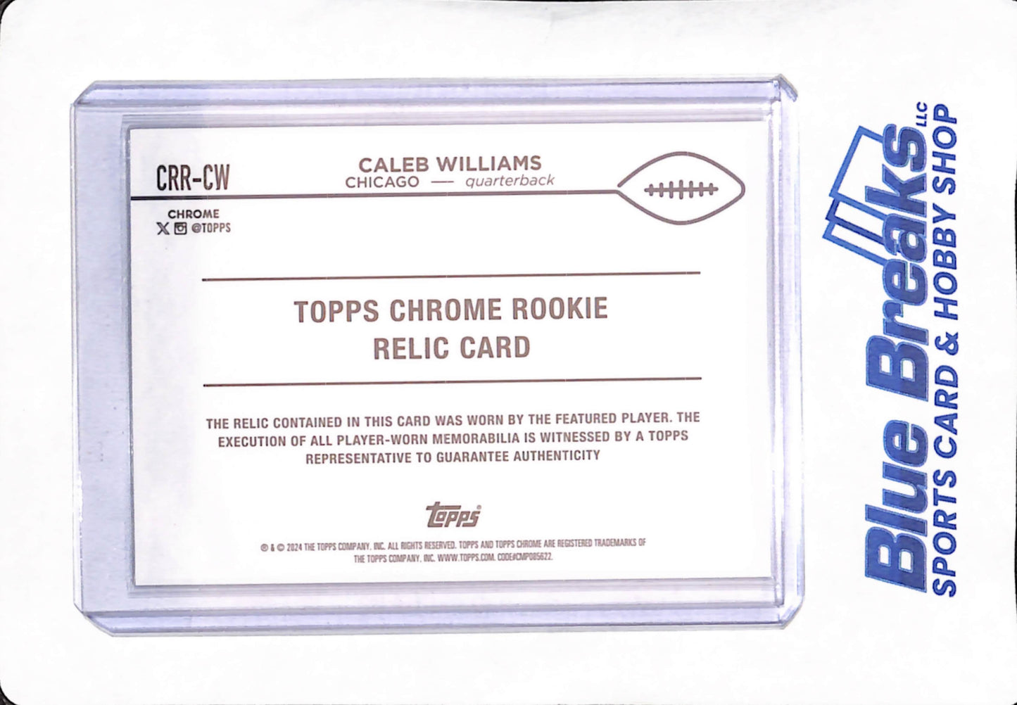 2024 Topps Chrome - Caleb Williams - Relic - Chicago Bears - Football - #CRR-CW