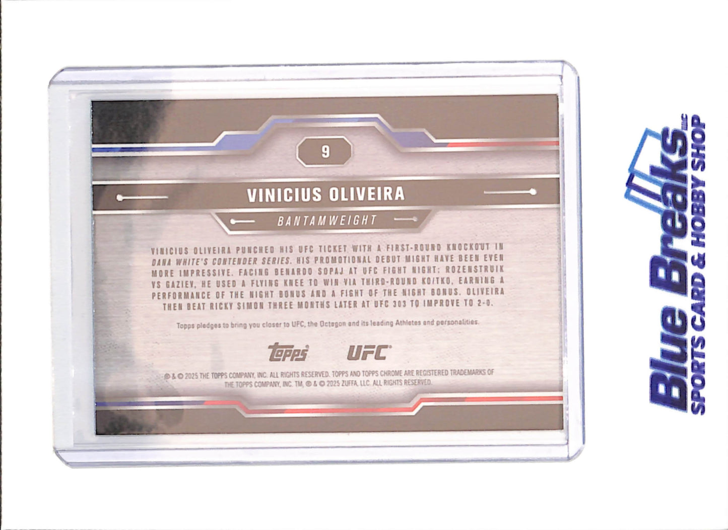 2025 Topps Chrome Sapphire - Vinicius Oliveira - Green - 70/75 - RC - Bantamweight - UFC - #9