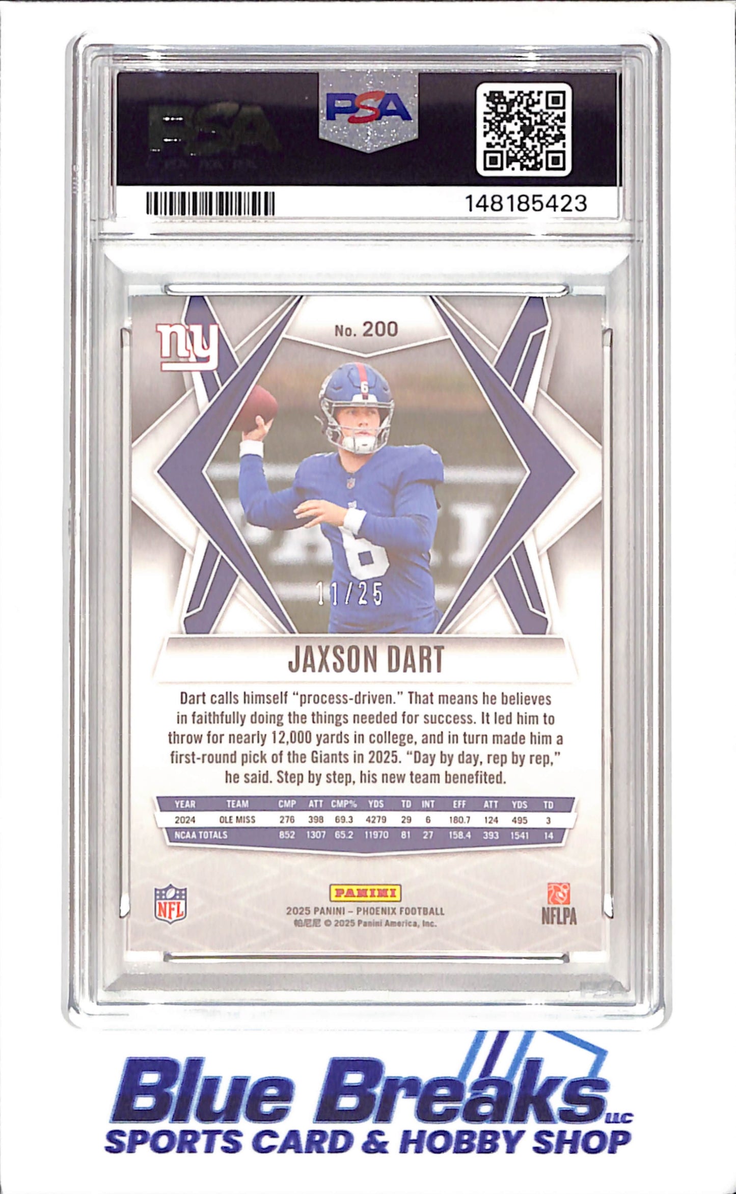2025 Panini Phoenix - Jaxson Dart - Green Seismic - RC - 11/25 - PSA 9 - New York Giants - Football - #200