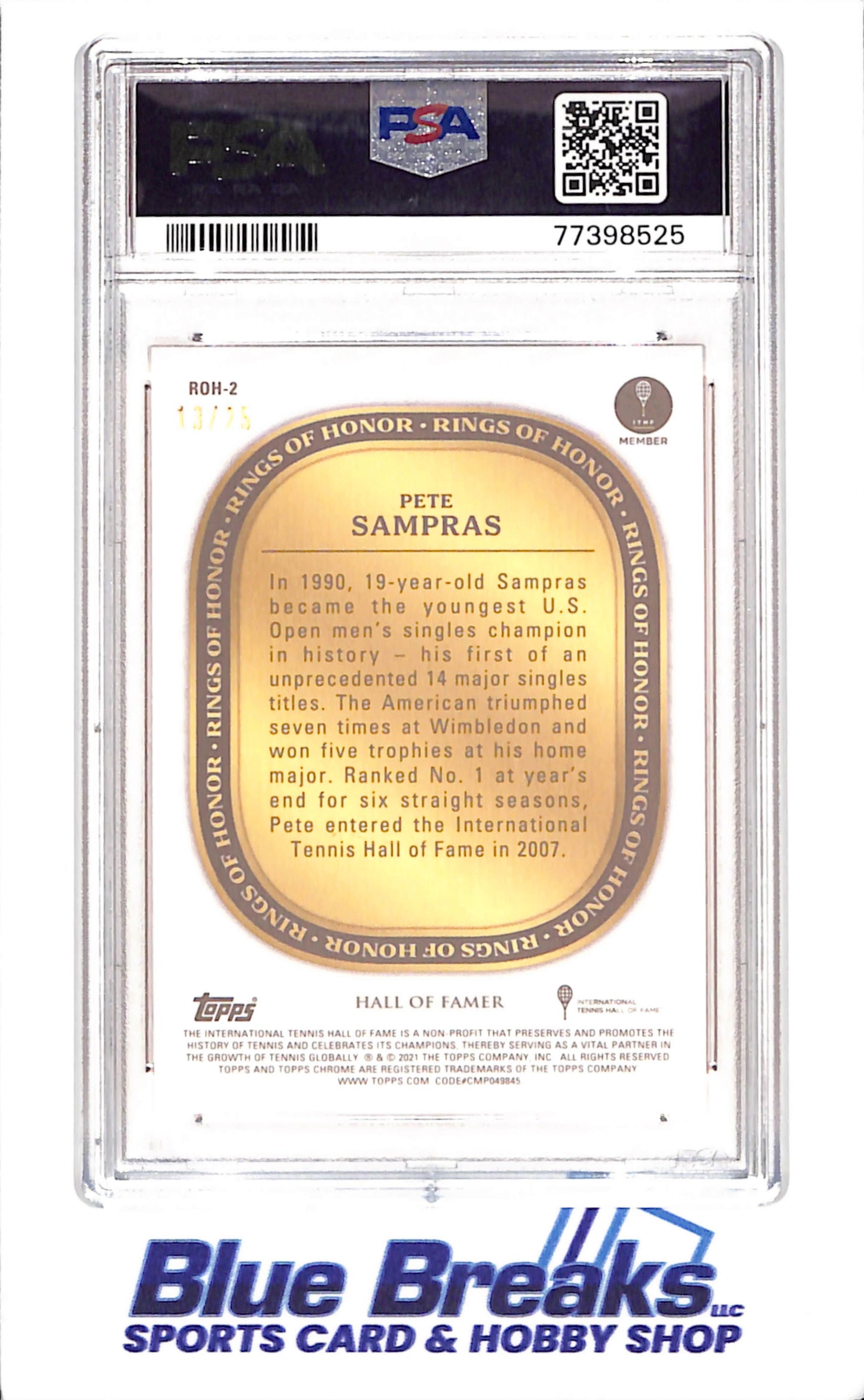 2021 Topps Chrome - Pete Sampras - Rings of Honor - Orange - 13/25 - PSA 10 - Tennis - #ROH-2