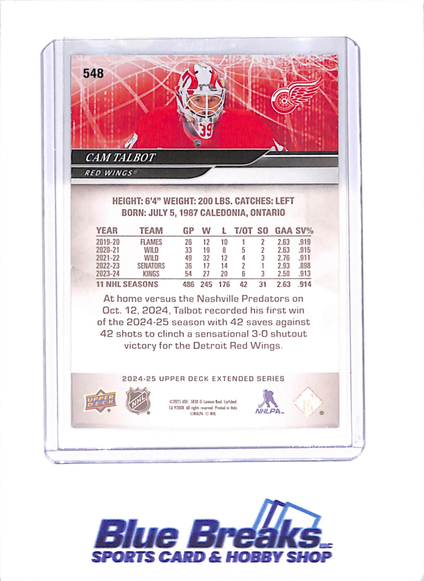 2024-25 Upper Deck Extended Series - Cam Talbot - High Gloss - 4/10 - Detroit Red Wings - Hockey - #548