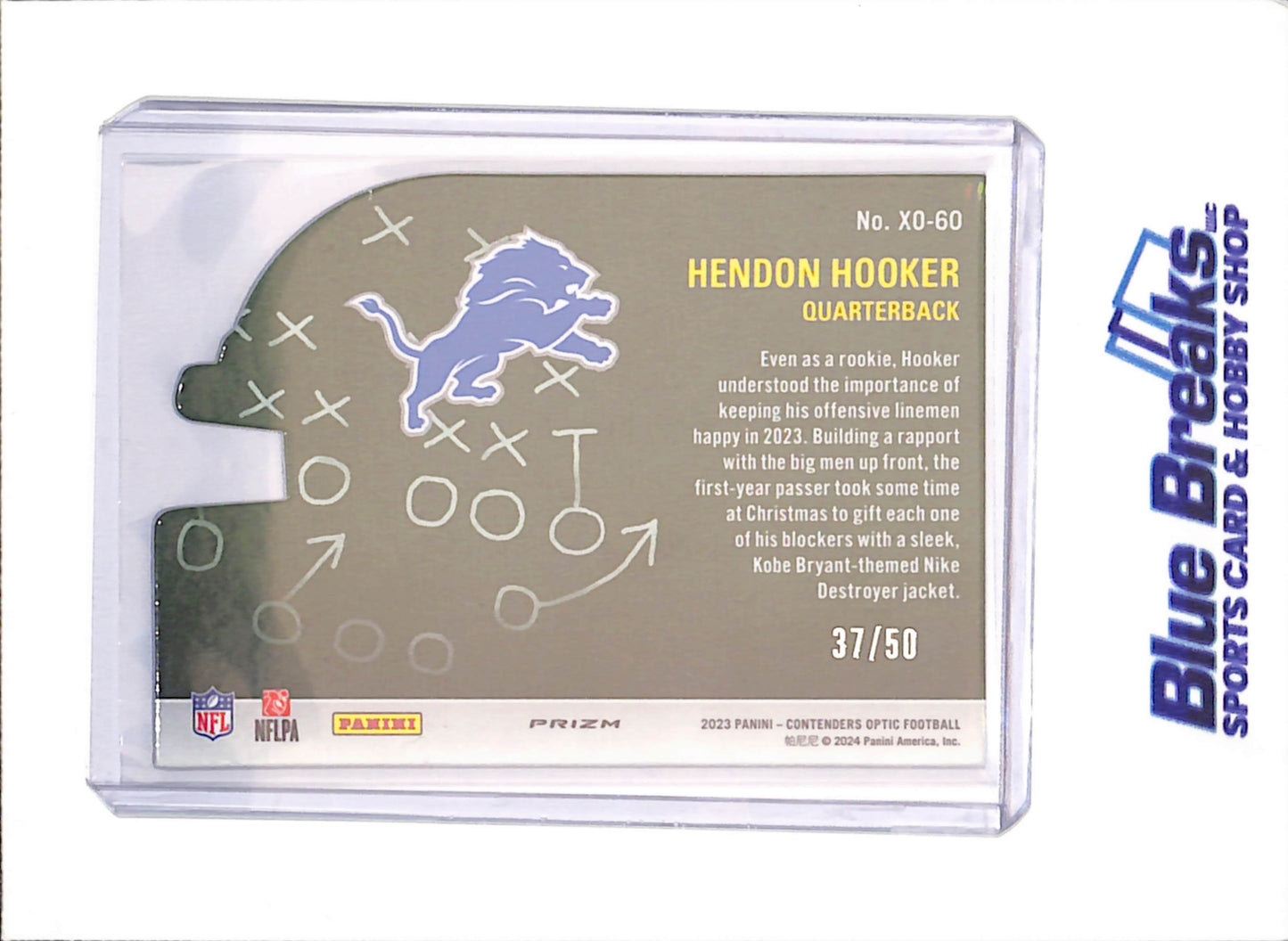 2023 Panini Contenders Optic - Hendon Hooker - RC - X's & O's - Orange Die-Cut - 37/50 - Detroit Lions - Football - #XO-60