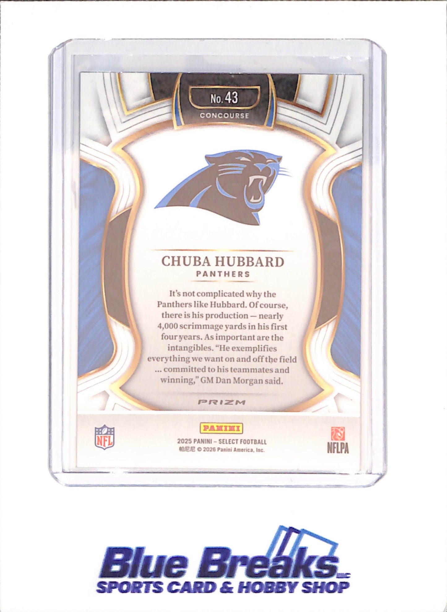 2025 Panini Prizm - Chuba Hubbard - Zebra - Concourse - Carolina Panthers - Football - #43