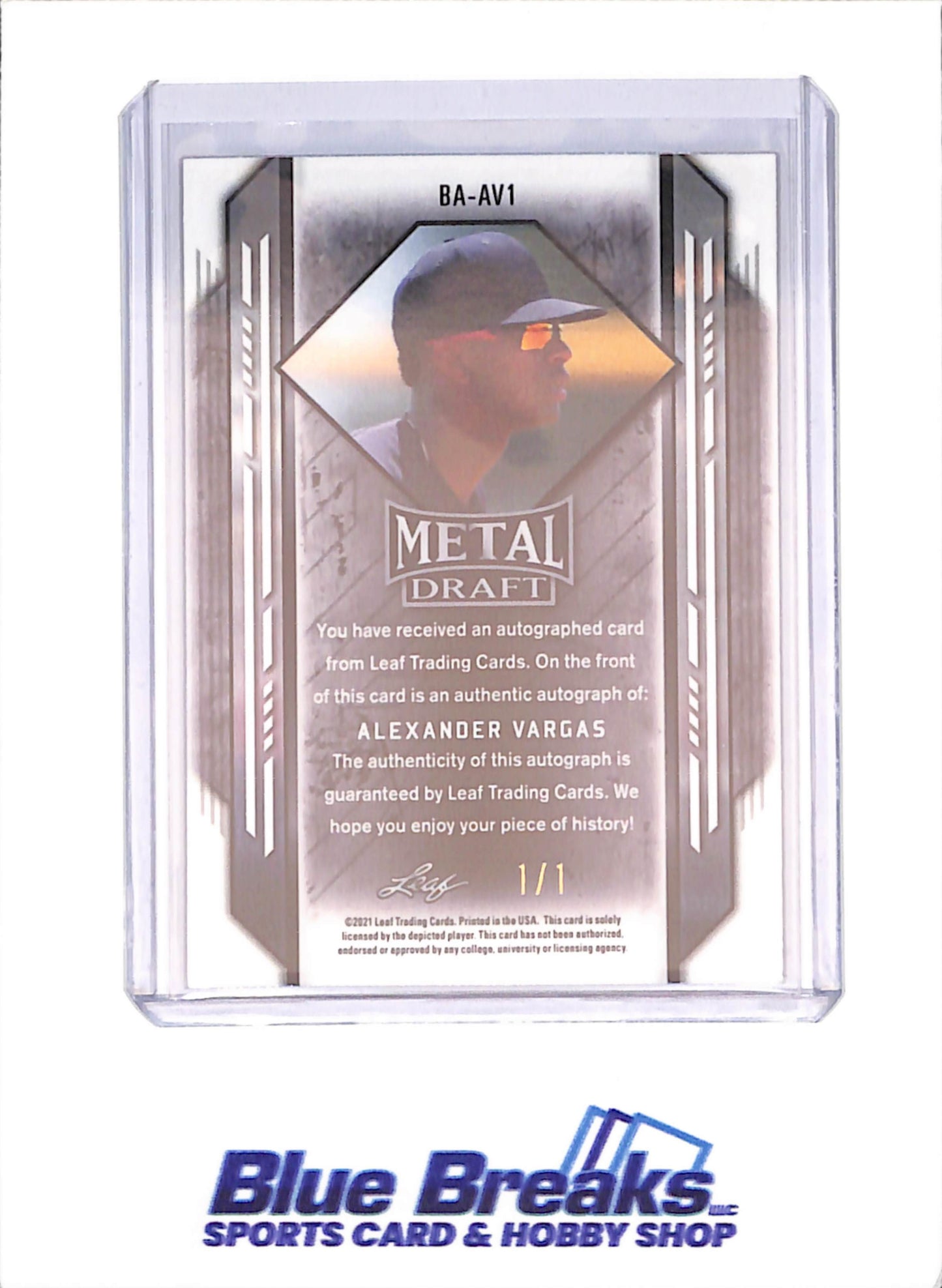 2021 Leaf Metal Draft - Alexander Vargas - RC - Autograph - 1/1 - New York Yankees - Baseball - #BA-AV1