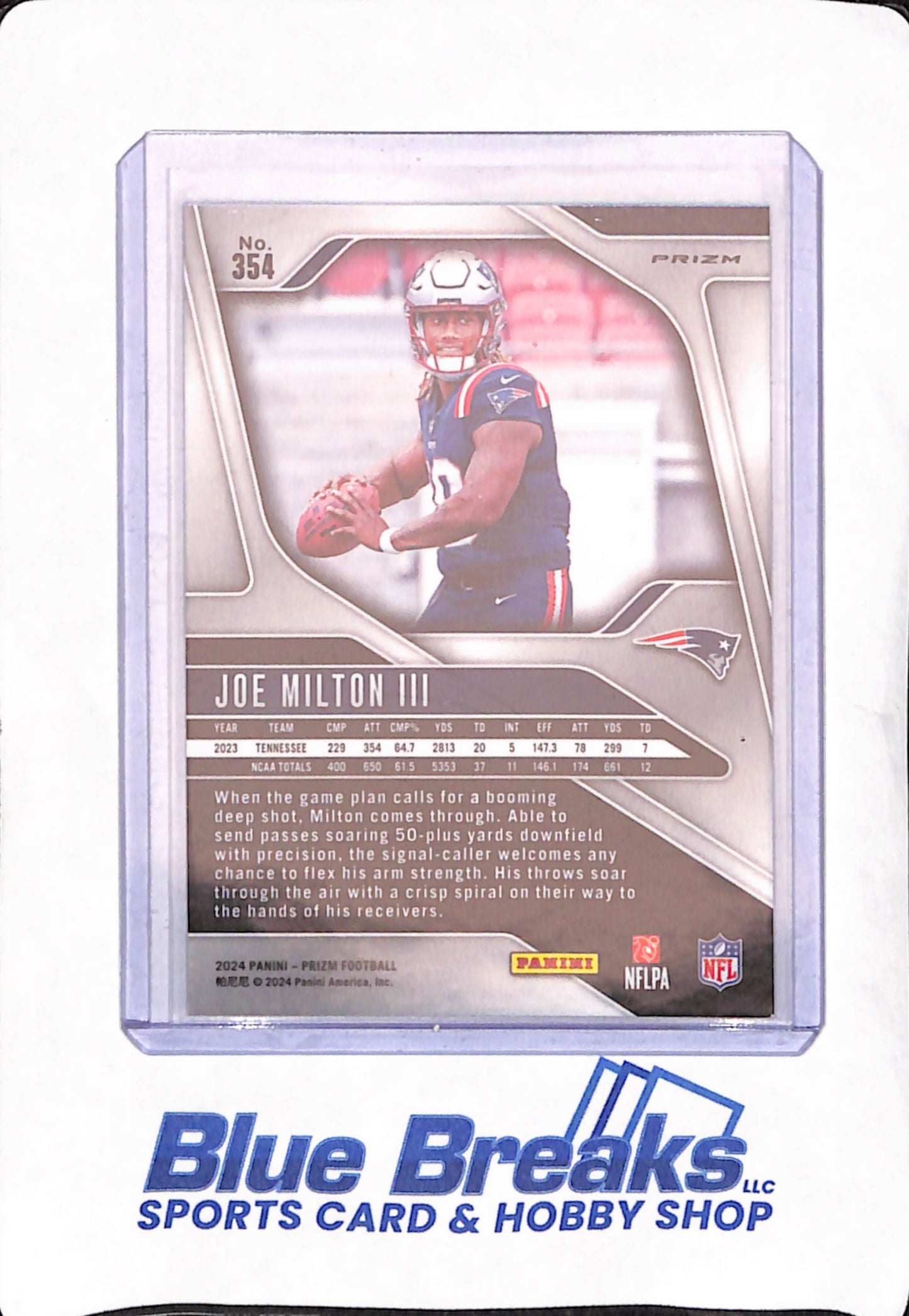 2024 Panini Prizm  - Joe Milton III - Green Pulsar - New England Patriots - RC - Football - #354