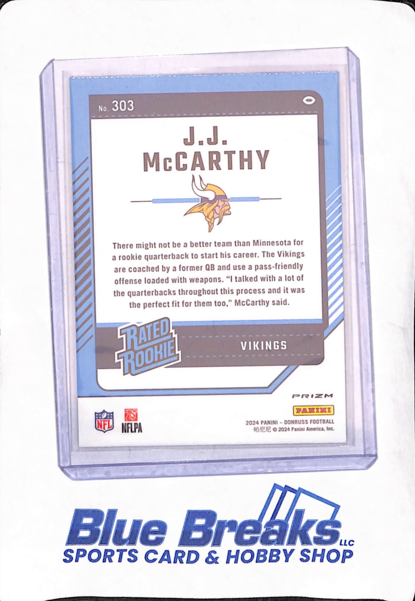 2024 Panini Donruss Optic - JJ McCarthy - Pink - Minnesota Vikings - Rated Rookie - Football - #303