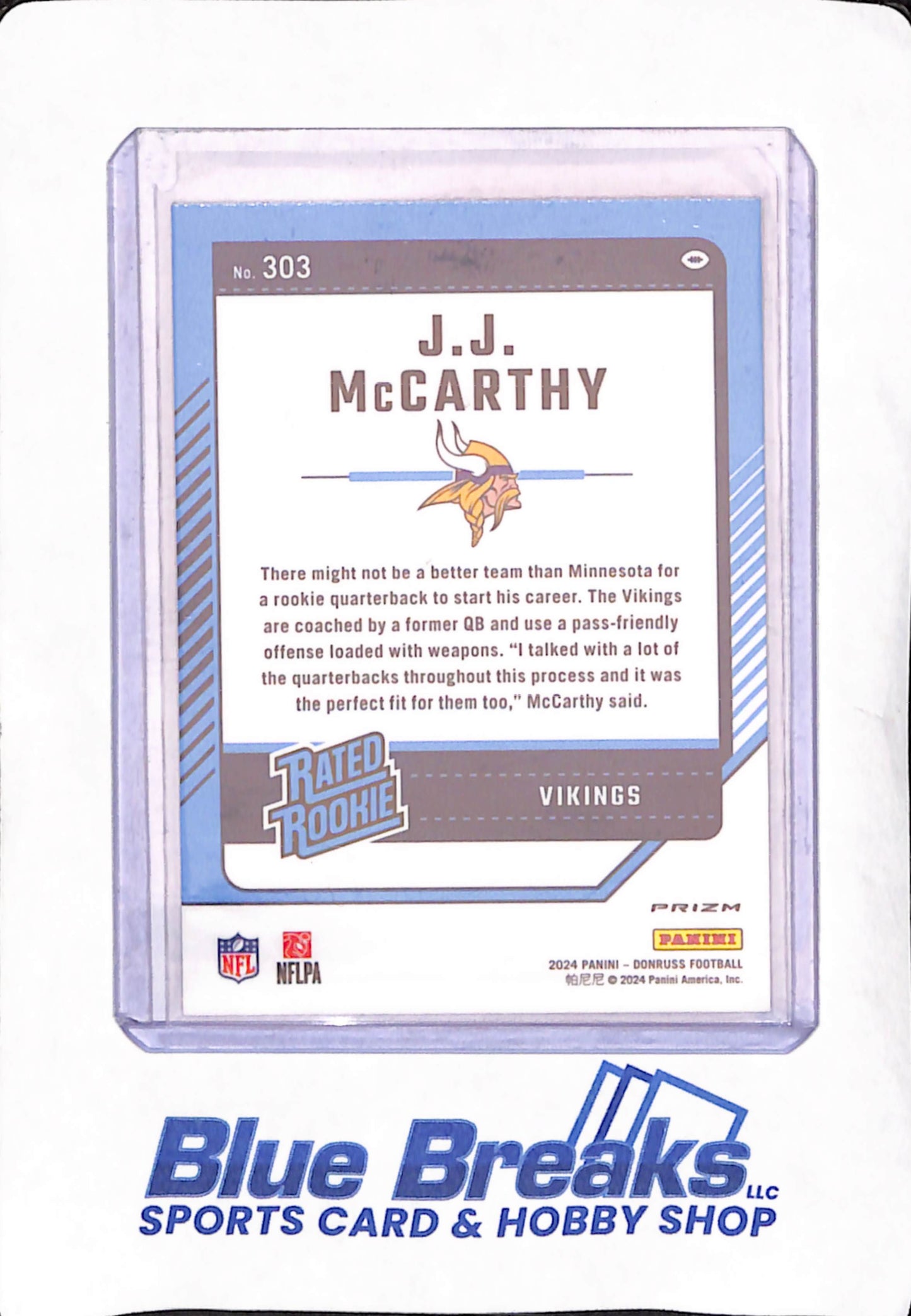 2024 Panini Donruss - JJ McCarthy - Red Wave - Rated Rookie - Minnesota Vikings - Football - #303