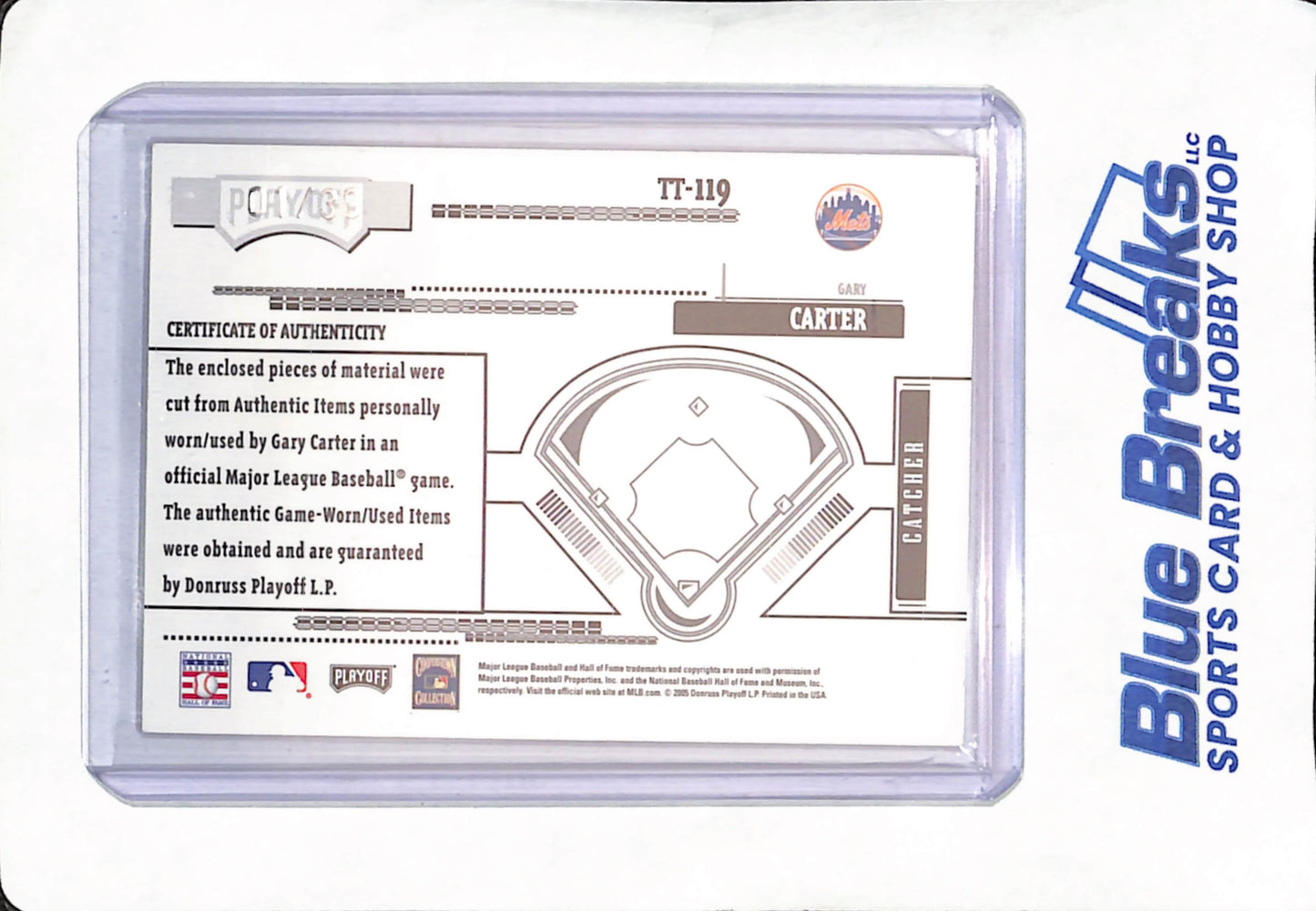 2005 Donruss Playoff - Absolute Memorabilia - Gary Carter - Tools of the Trade - Triple Relic - New York Mets - Baseball - 1/30 - #TT-119