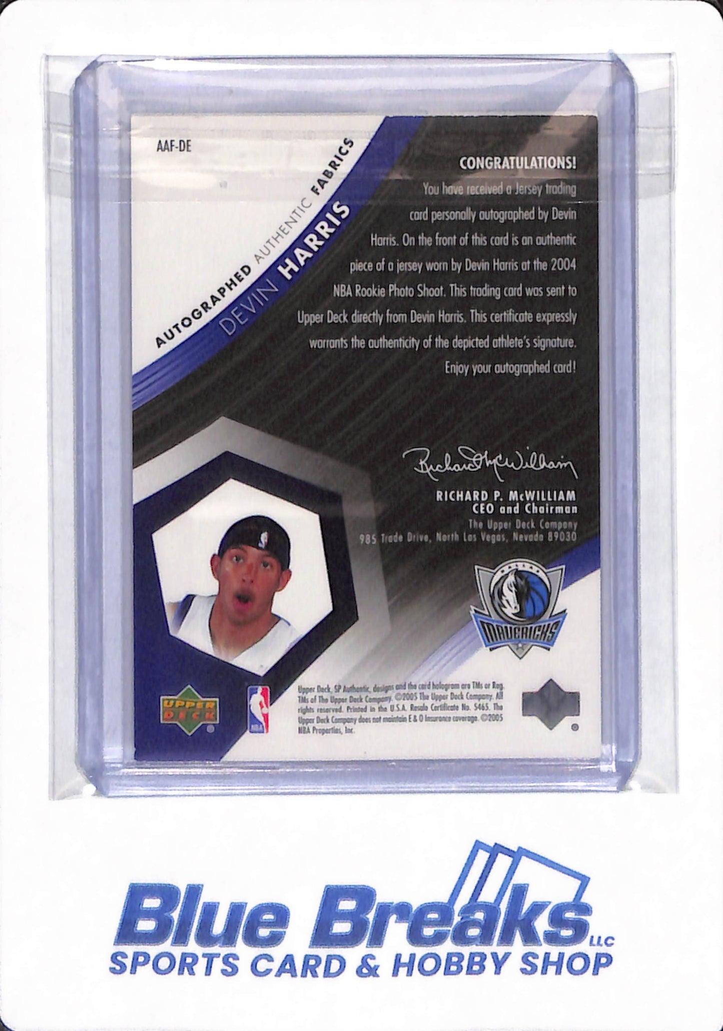 2005 Upper Deck - Devin Harris - #AAF-DE - SP Authentic - Dallas Mavericks - Basketball - Relic - Autographed - 37/50