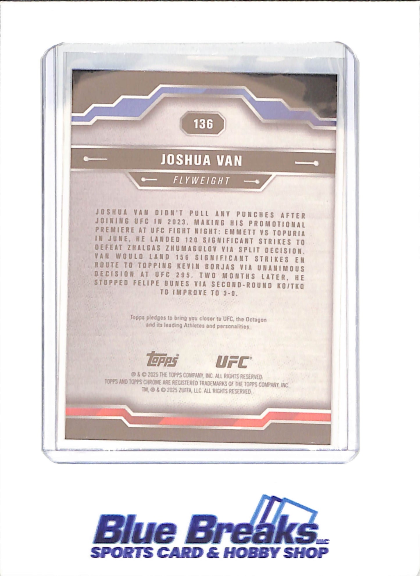 2025 Topps Chrome Sapphire - Joshua Van - RC - Flyweight - UFC - #136