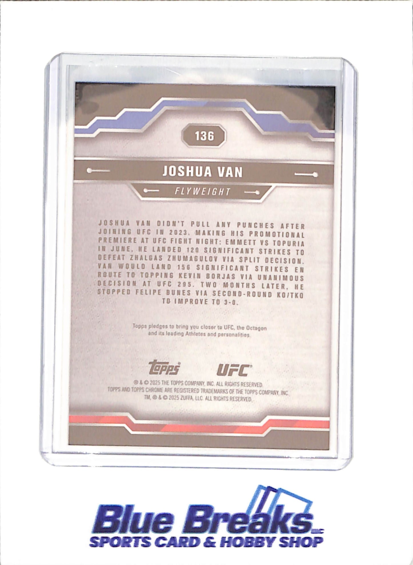 2025 Topps Chrome Sapphire - Joshua Van - RC - Flyweight - UFC - #136