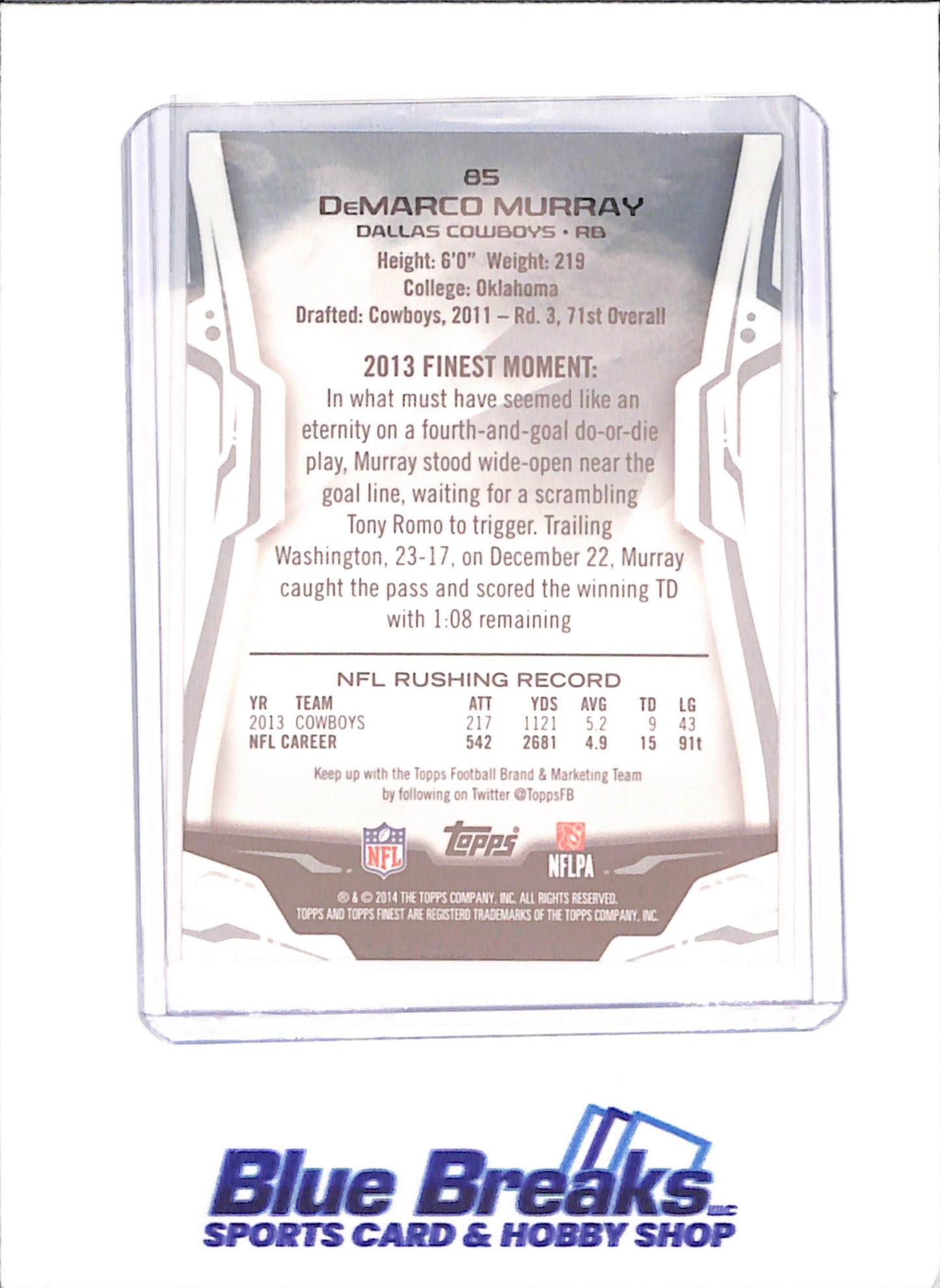 2014 Topps Finest - DeMarco Murray - 95/99 - Dallas Cowboys - Football - #85