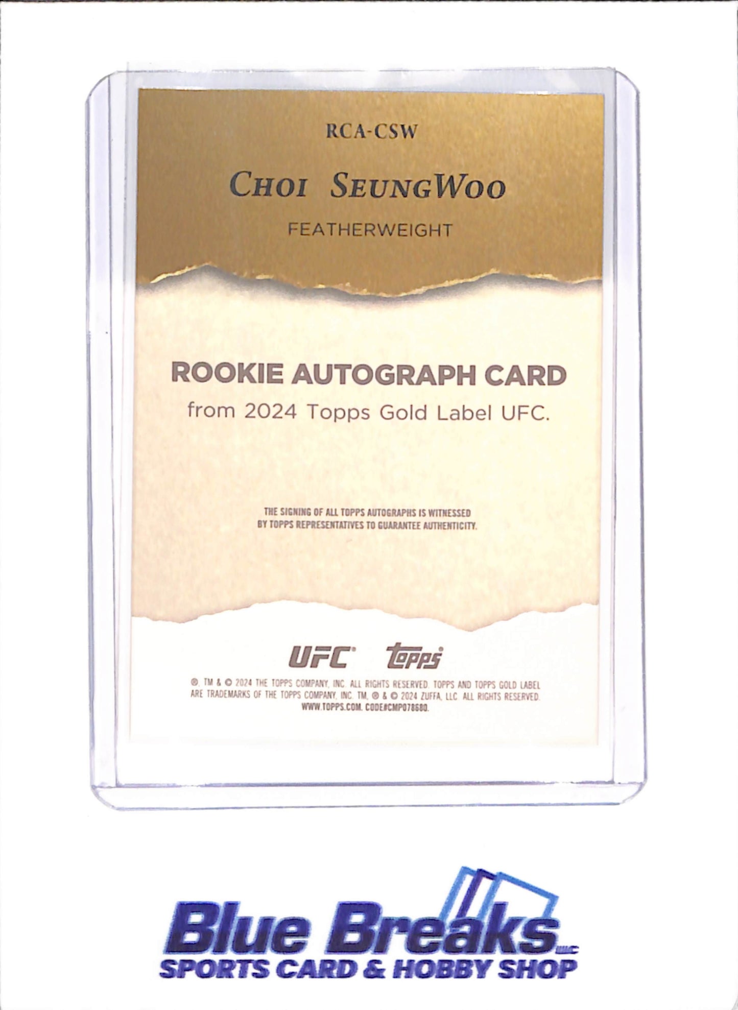 2025 Topps Gold Label - Choi SeungWoo - RC - Autograph - 96/99 - featherweight - UFC - #RCA-CSW