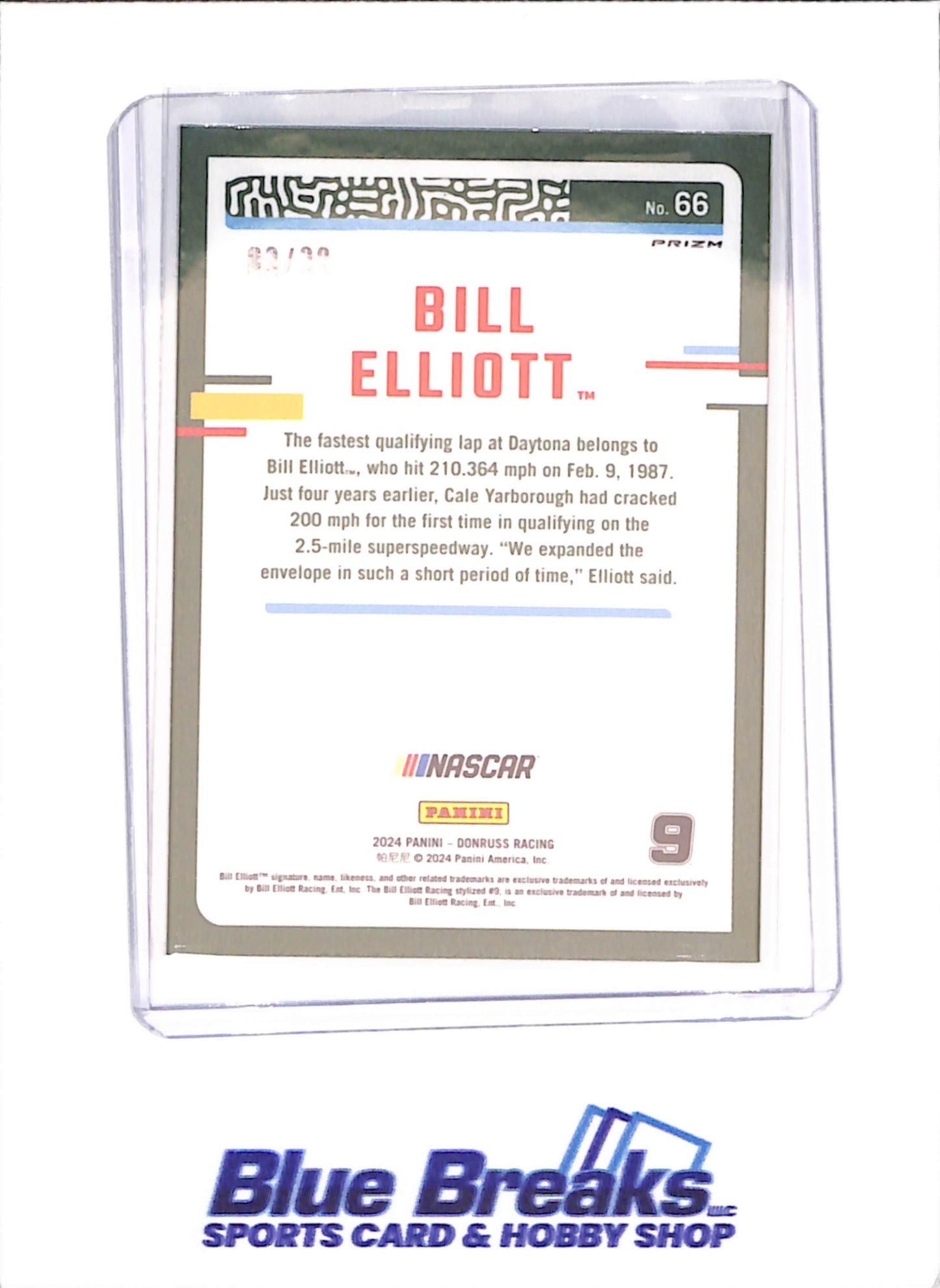 2024 Panini Donruss Optic - Bill Elliott - Black Velocity - 3/39 - NASCAR - Racing - #66
