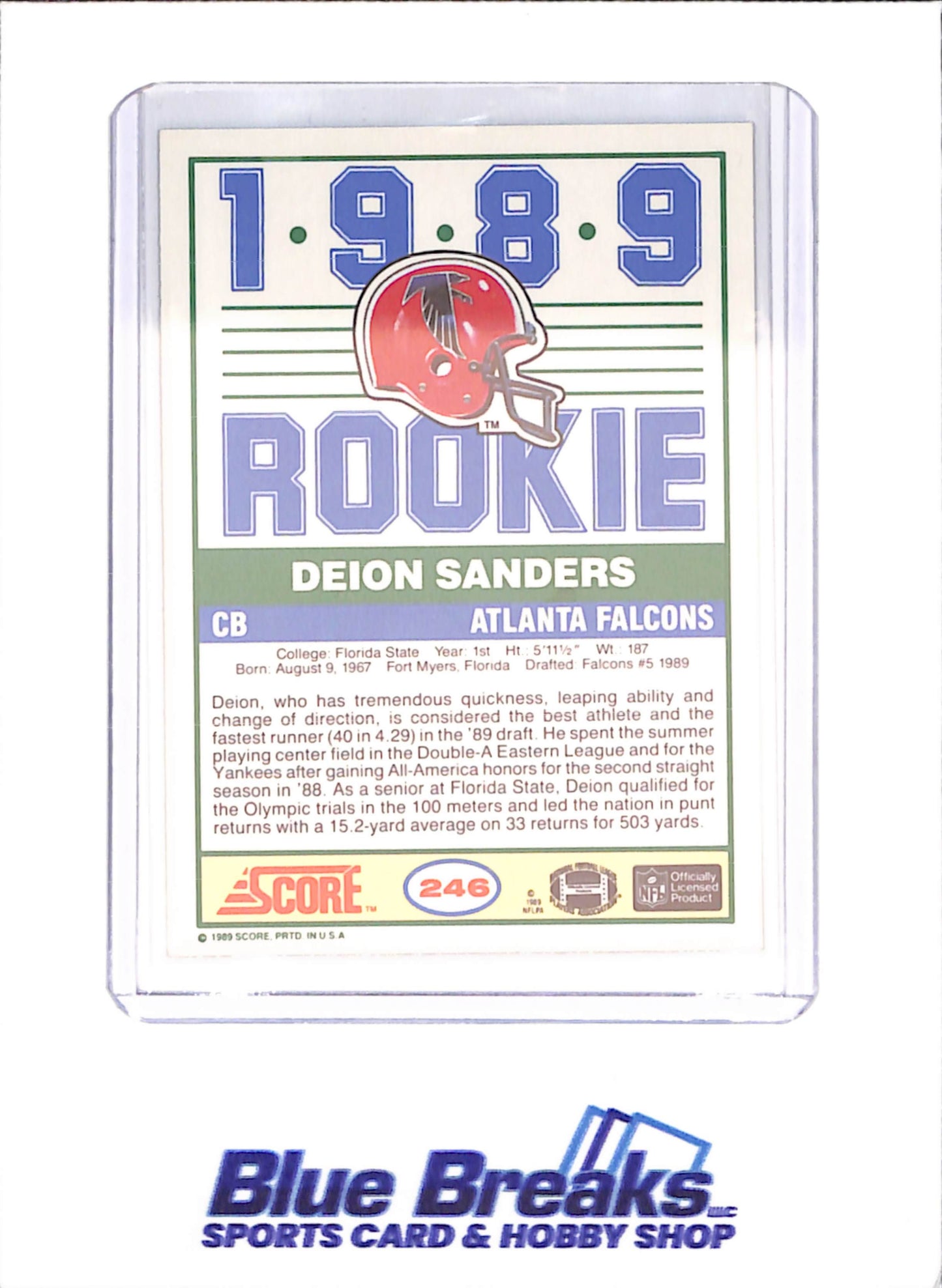 1989 Score - Deion Sanders - Rookie - Atlanta Falcons - Football - #246