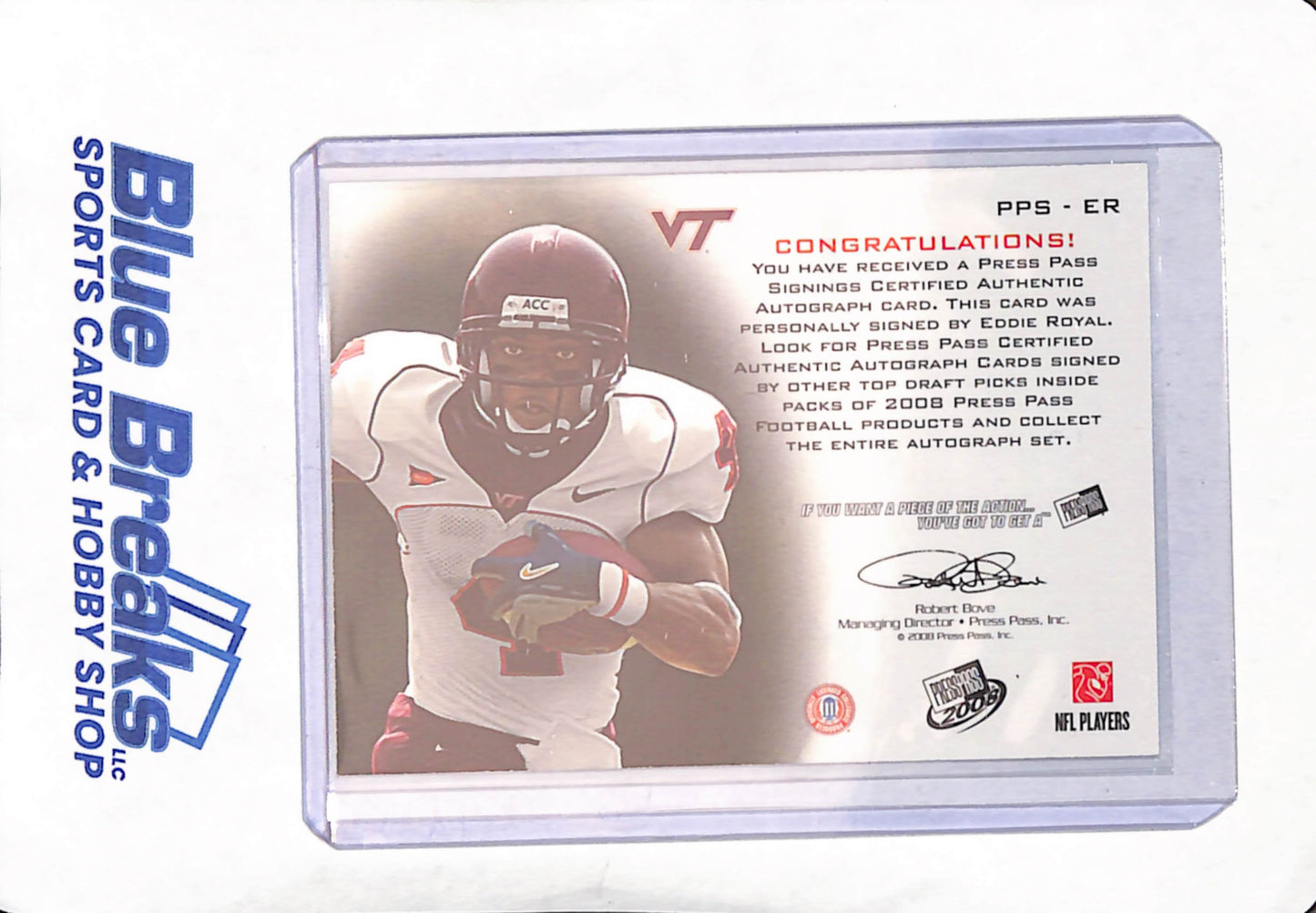 2008 Press Pass - Eddie Royal - Autograph - Virginia Tech - Football - #PPS-ER
