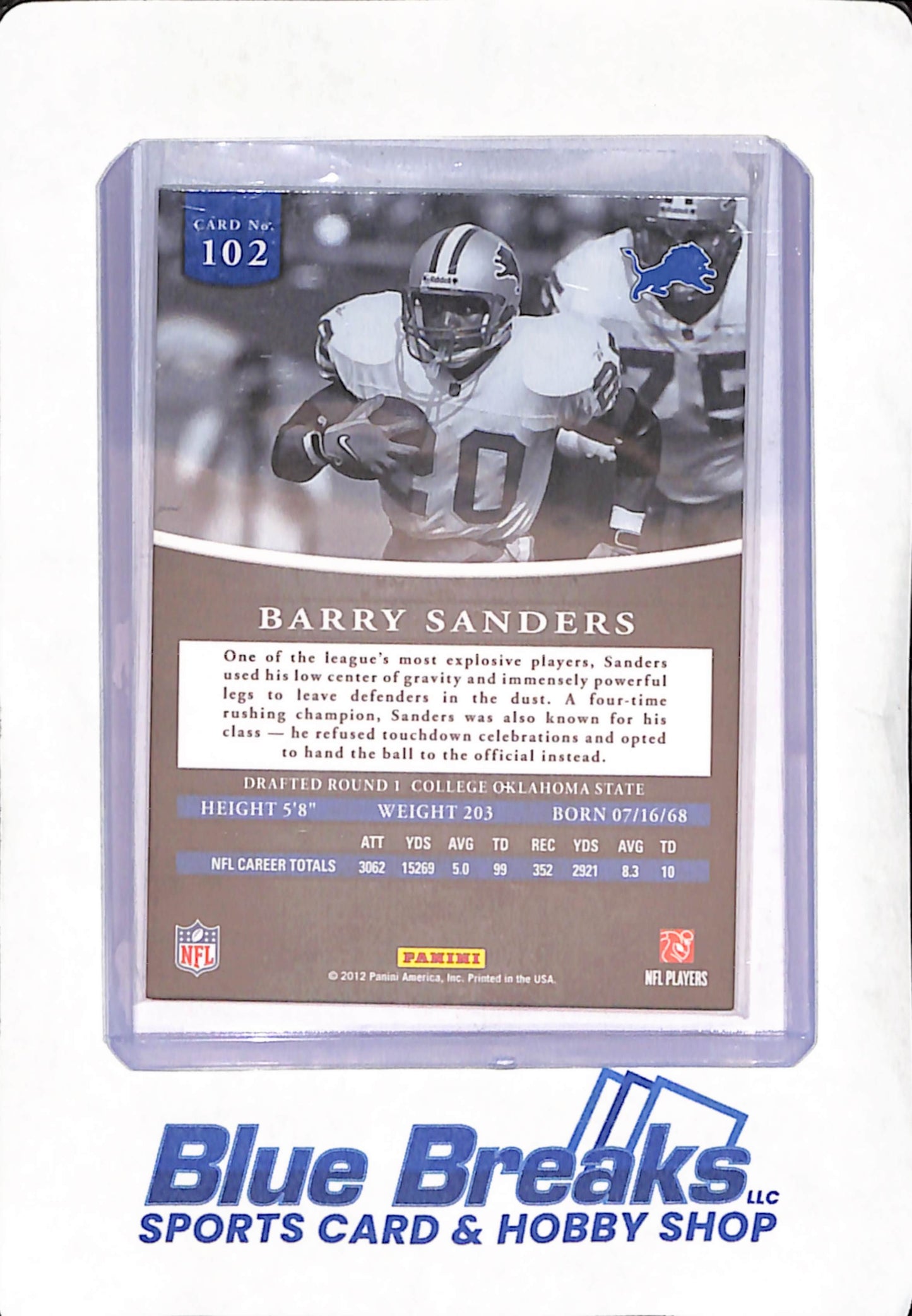 2012 Panini Prominence - Barry Sanders - Lengend - Detroit Lions - Football - 811/897 - #102