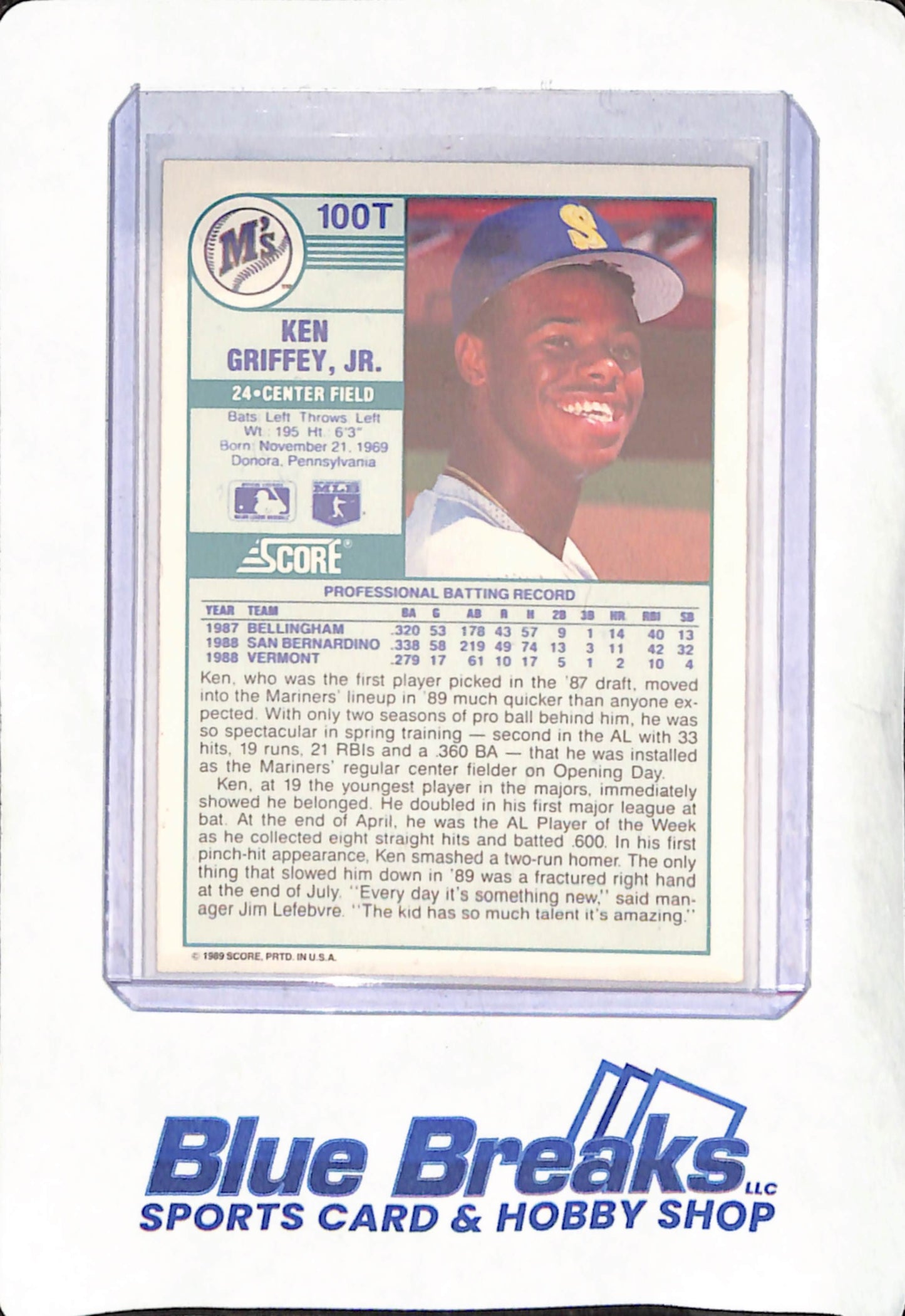 1989 Score Traded - Ken Griffey Jr - Seattle Mariners - Baseball - RC - #100T