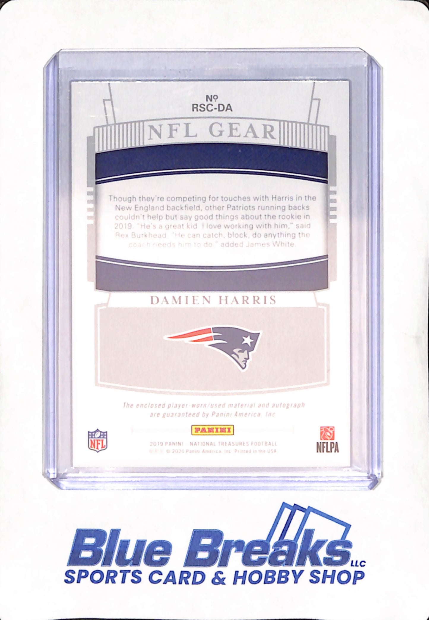 2019 Panini National Treasures - NFL Gear - Damien Harris - dual relic - auto - 22/99 - #RSC-DA - Patriots - Football