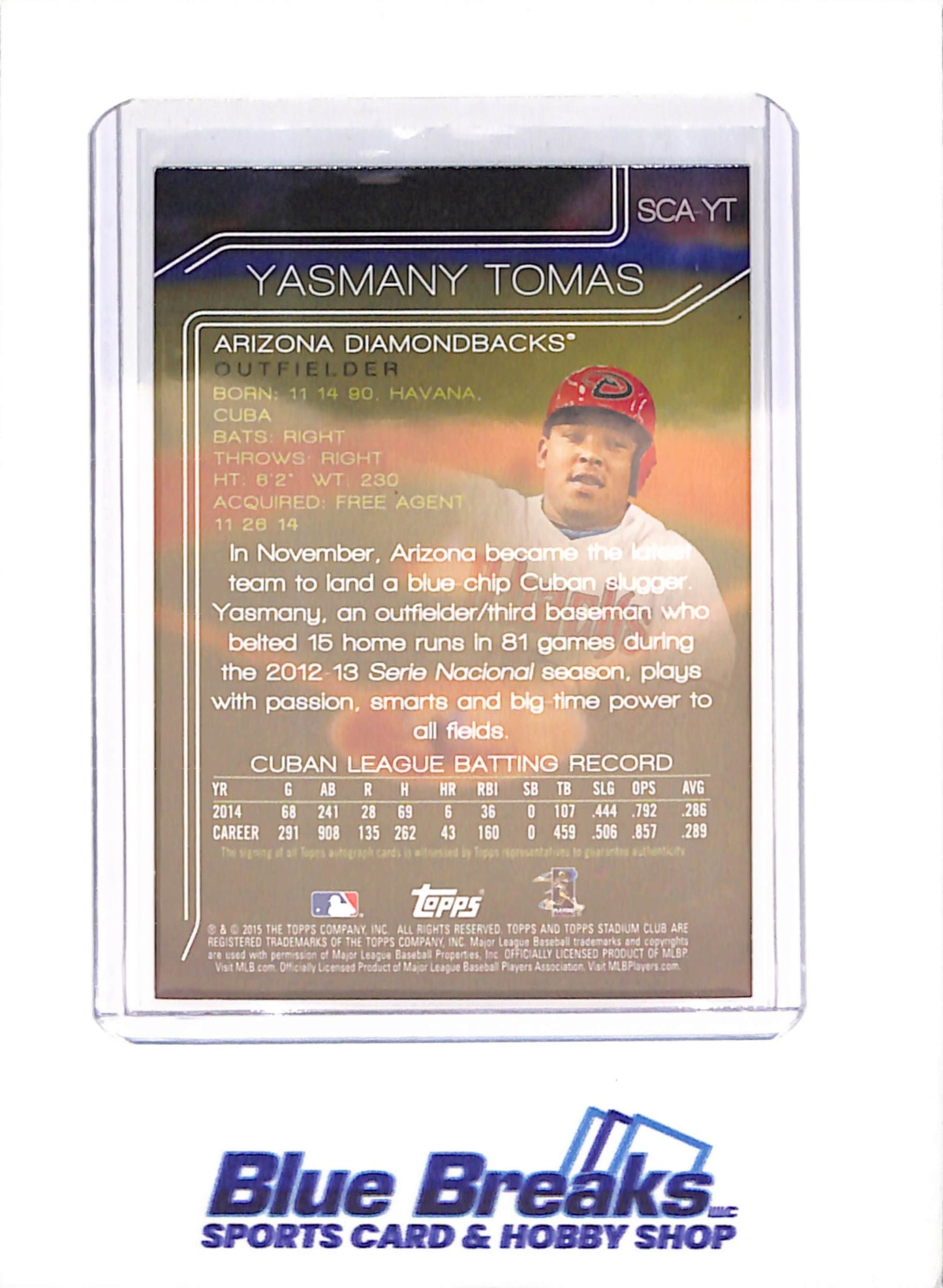 2015 Topps Stadium Club - Yasmany Tomas - Autograph - RC - Arizona Diamondbacks - Baseball - #SCA-YT