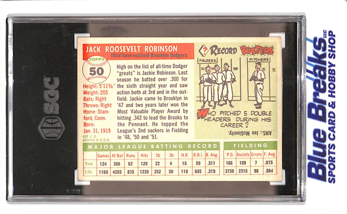 1955 Topps - Jackie Robinson - SGC 3 - Brooklyn Dodgers - Baseball - #50 - Drop
