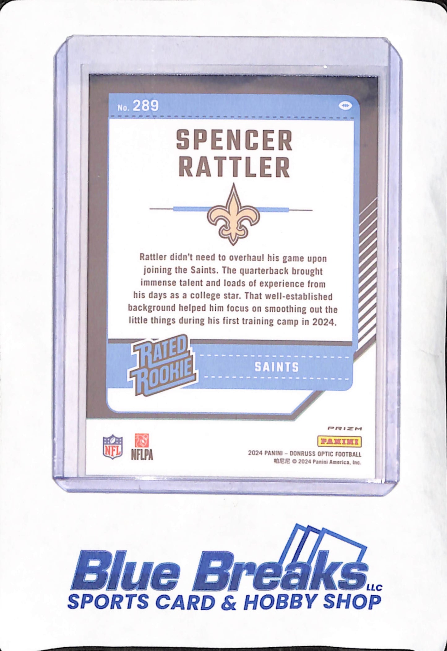 2024 Panini Donruss Optic - Spencer Rattler - Fire Rated Rookie - New Orleans Saints - #289