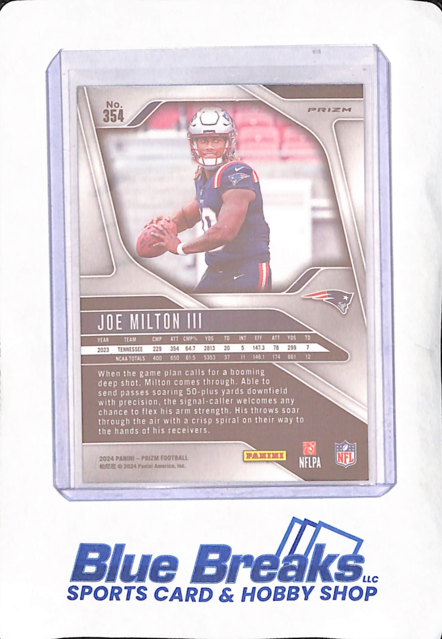 2024 Panini Prizm - Joe Milton III - Silver Prizm - New England - RC - Football