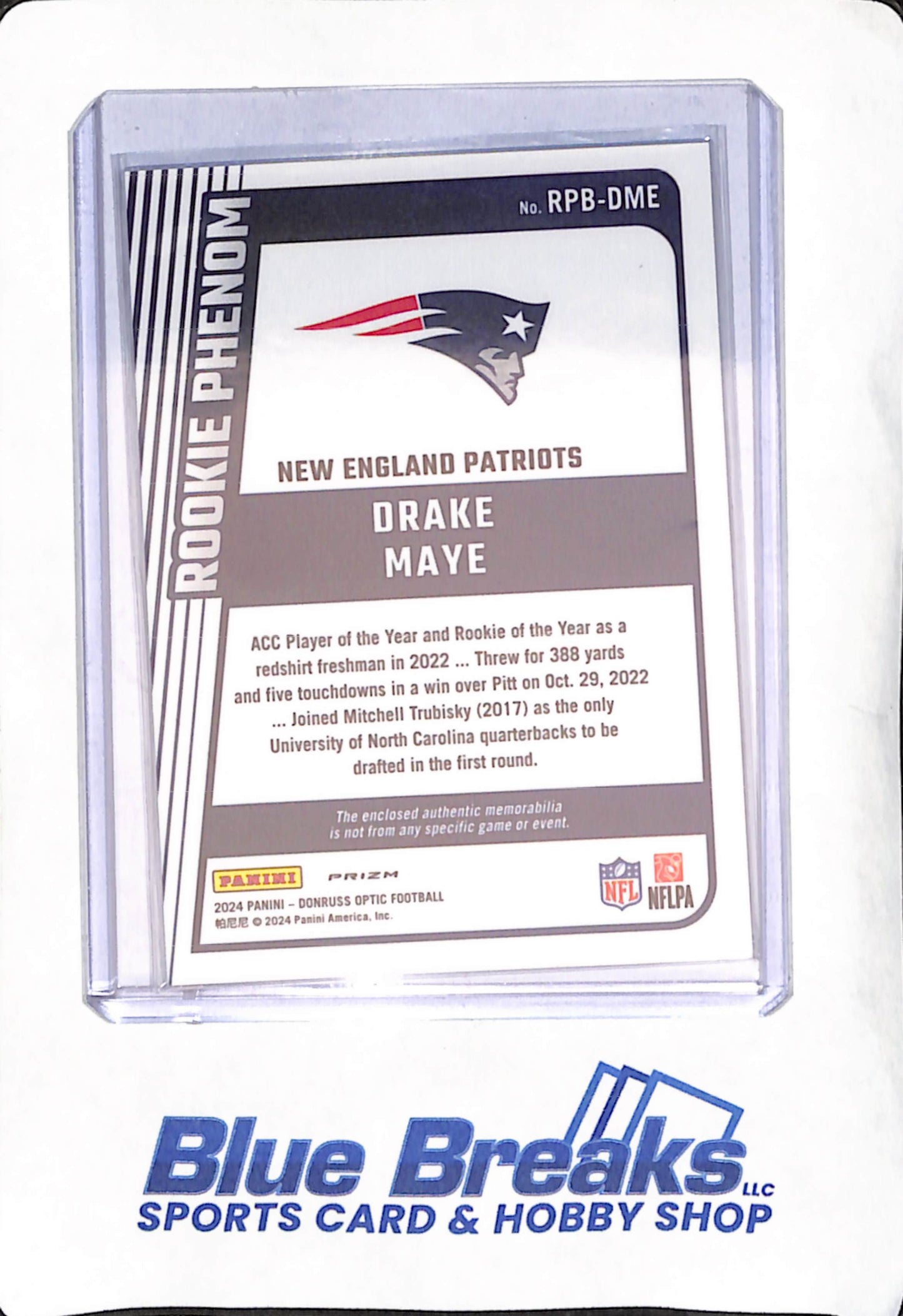 2024 Panini Donruss Optic - Drake Maye - Rookie Phenom Patch - New England Patriots - Football - #RPB-DME