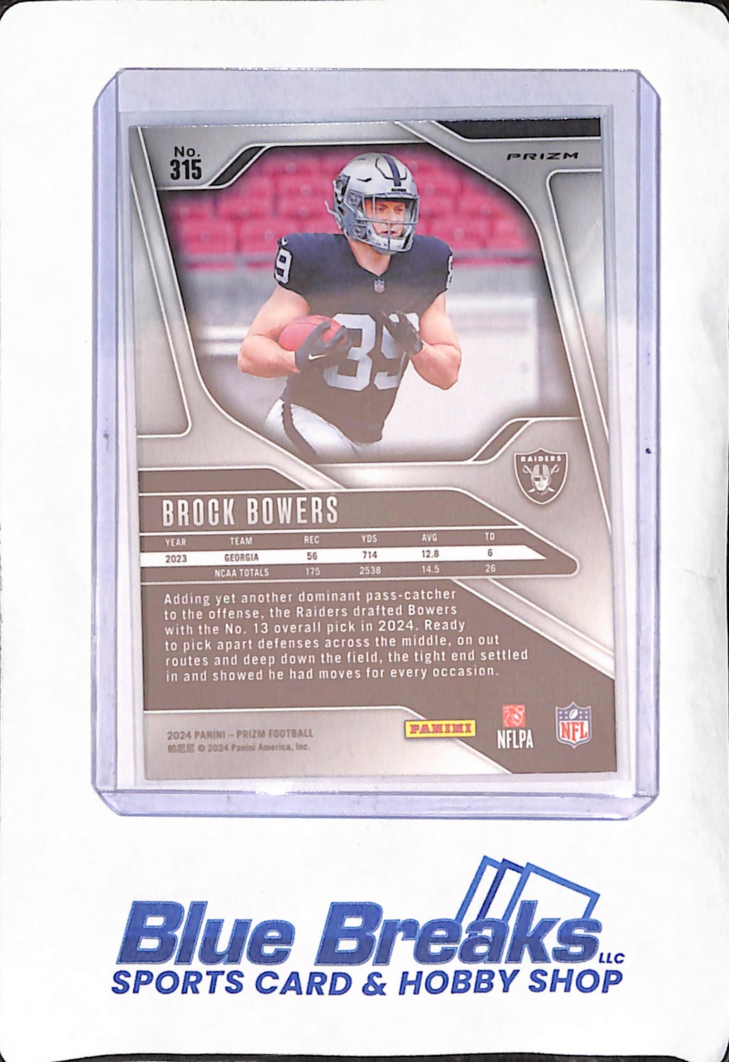 2024 Panini Prizm - Brock Bowers - Green Wave - RC - Las Vegas Raiders - Football - #315