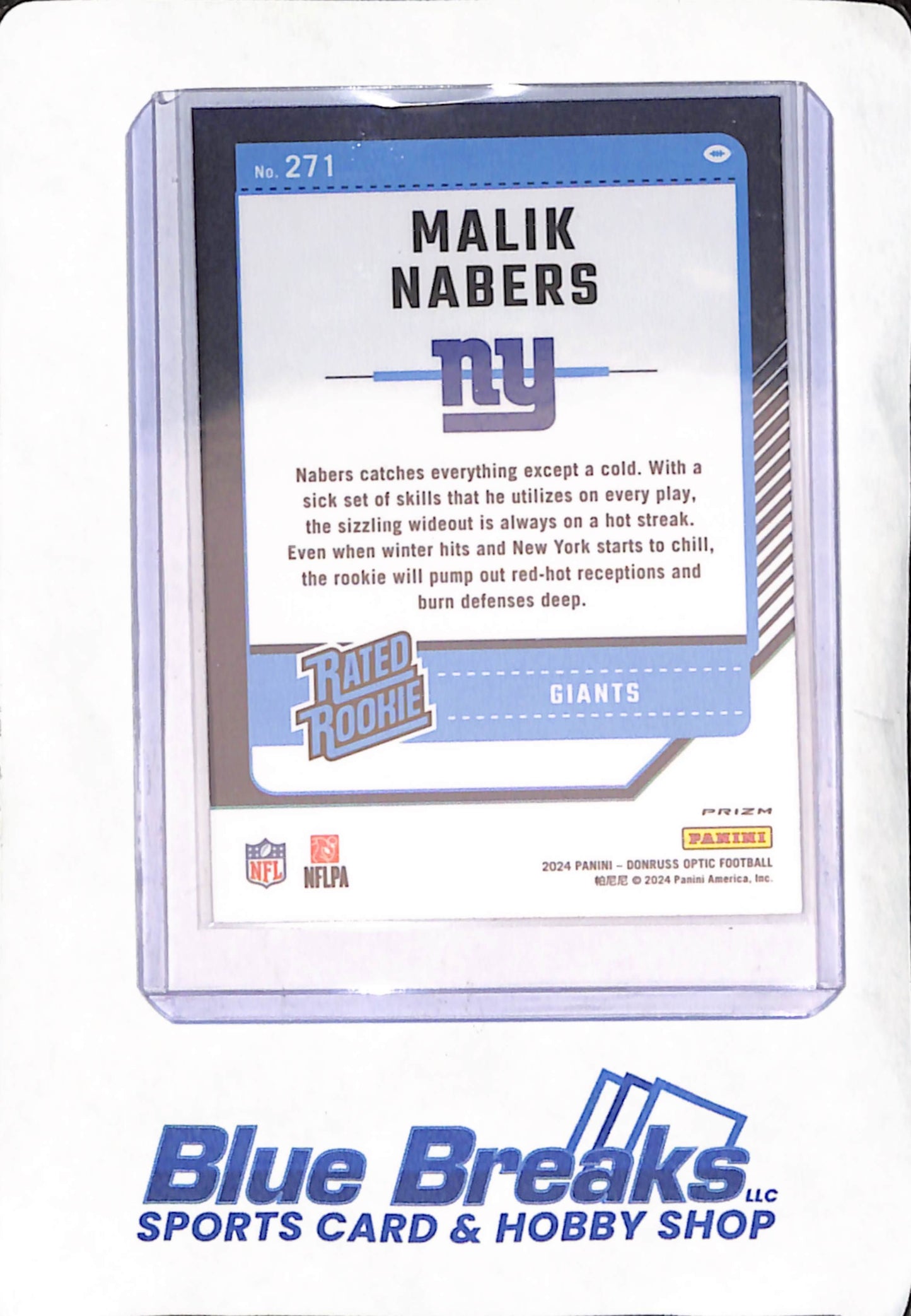 2024 Panini Donruss Optic - Malik Nabers - Silver Holo Prizm - Rated Rookie - New York Giants - Football - #271