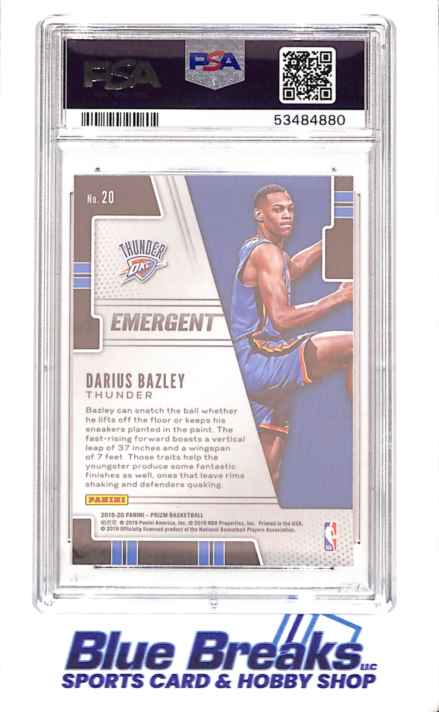 2019 Panini - Prizm - Emergent - Darius Bazley - #20 - PSA 9 - basketball - Thunder