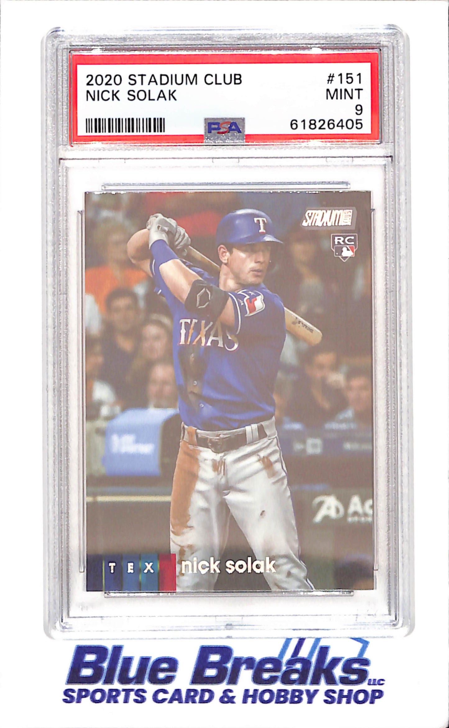 2020 Topps - Stadium Club - Nick Solak - RC - #151 - PSA 9 - baseball - Rangers
