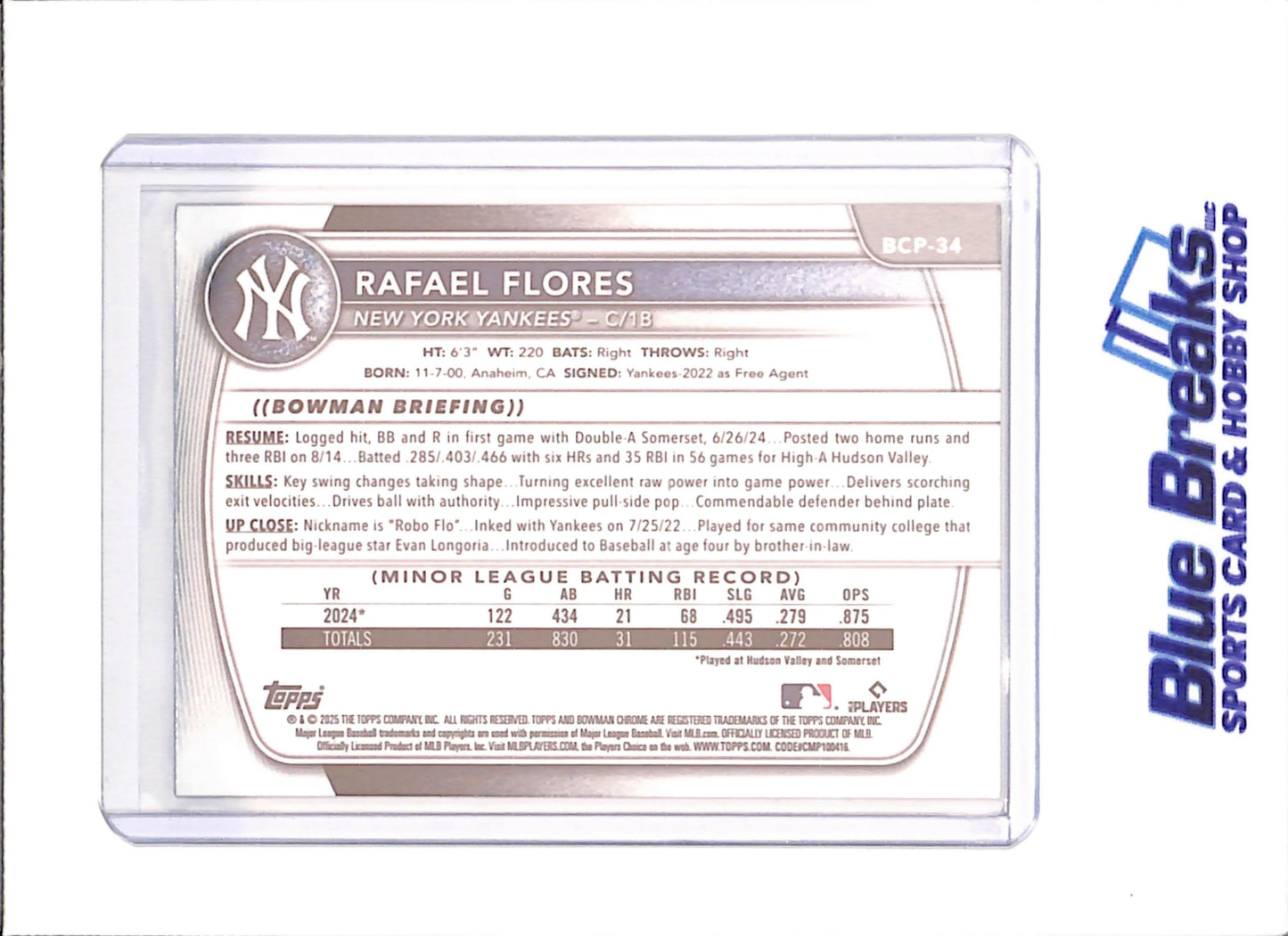 2025 Bowman Chrome - Rafael Flores - 1st Bowman Fuchsia Wave - 170/199 - #BCP-34
