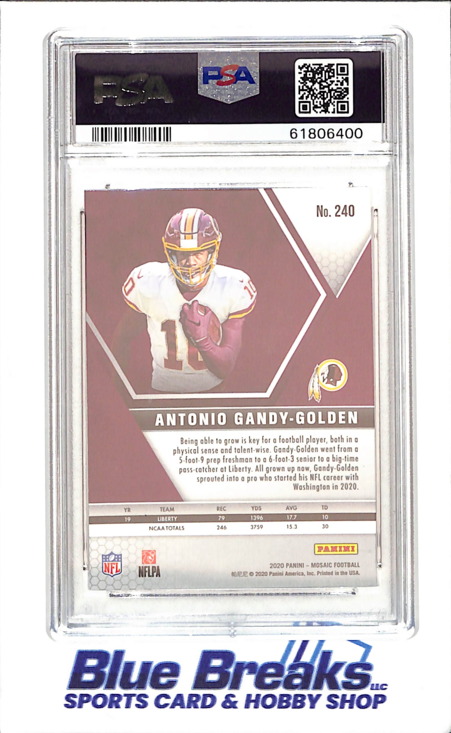 2020 Panini Mosaic - Antonio Candy - Golden - RC - PSA 9 - Washington Nationals - Football - #240